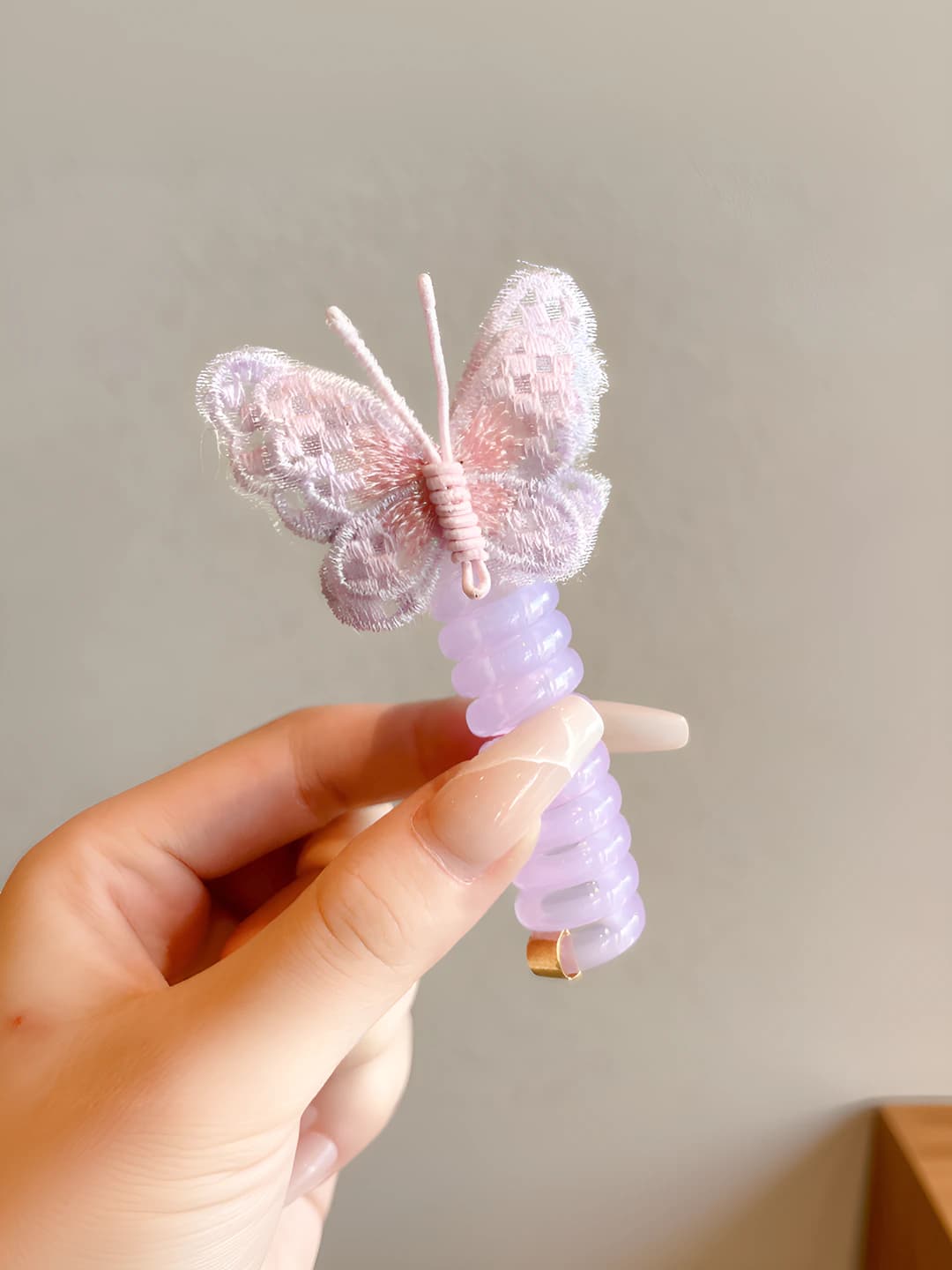 5# Purple butterflies, wire hair tie