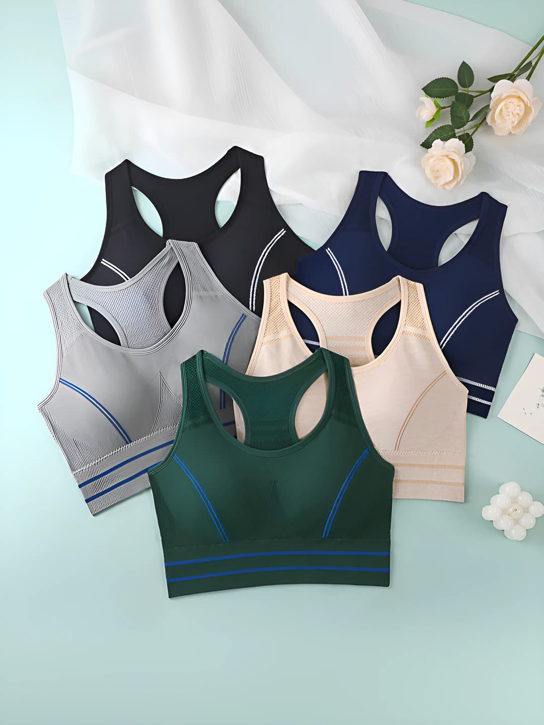 Women's plus size sports bra, breathable, solid color, 90%–95% nylon