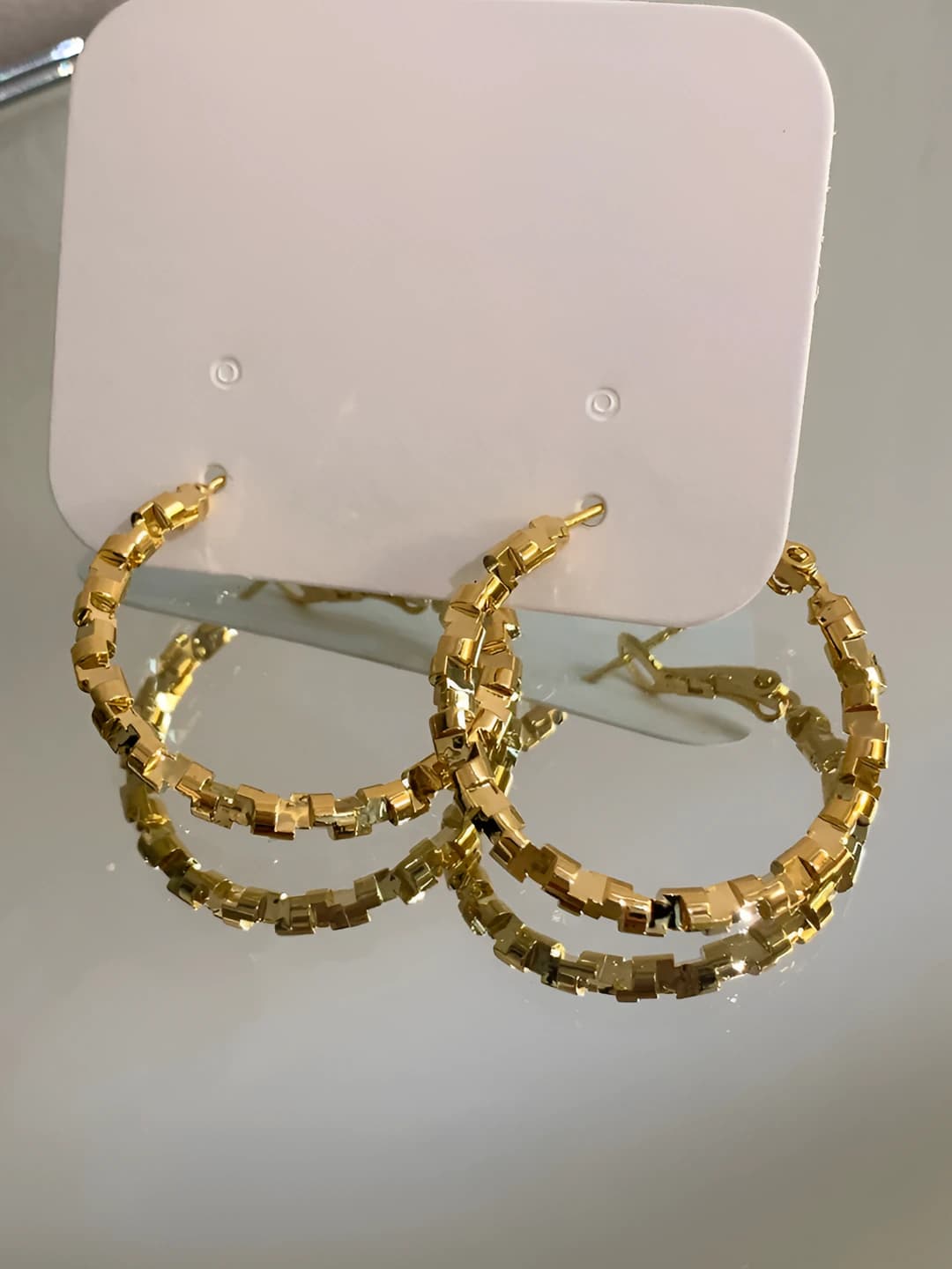 Gold small silver earrings A-950
