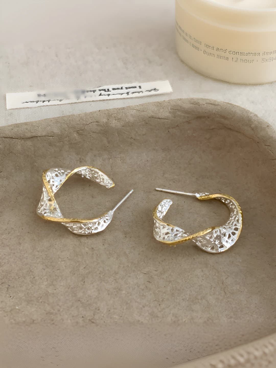 Gold-silver two-tone studs