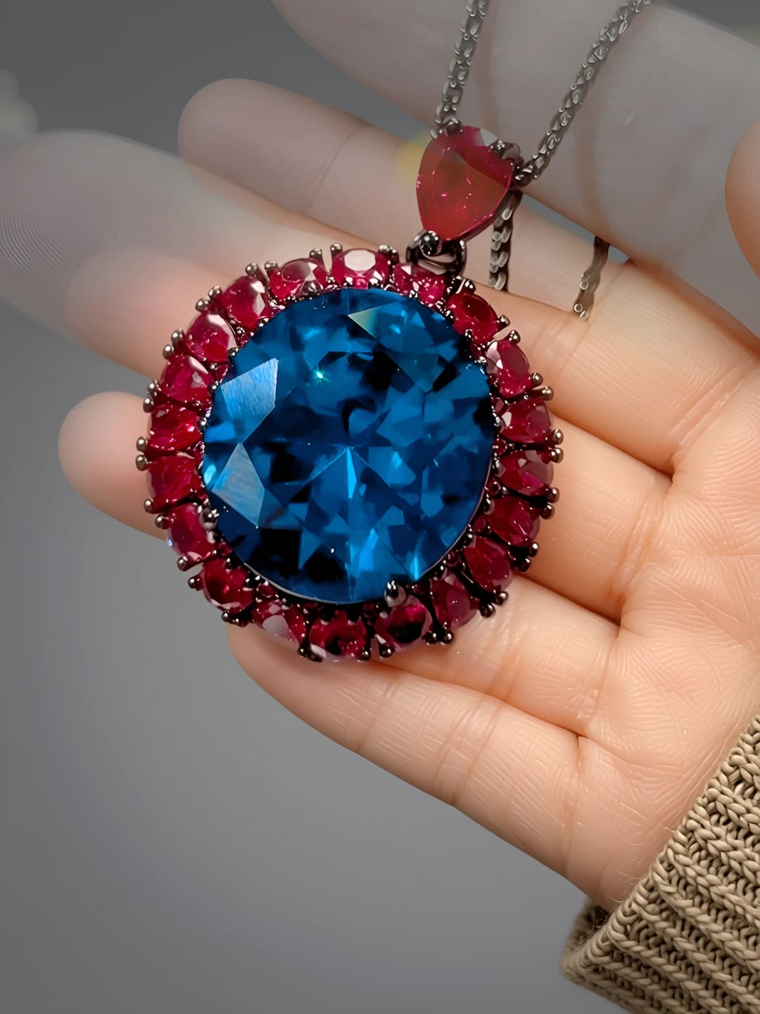 Qora-oltin-ko'k spinel osma Chopard zanjir