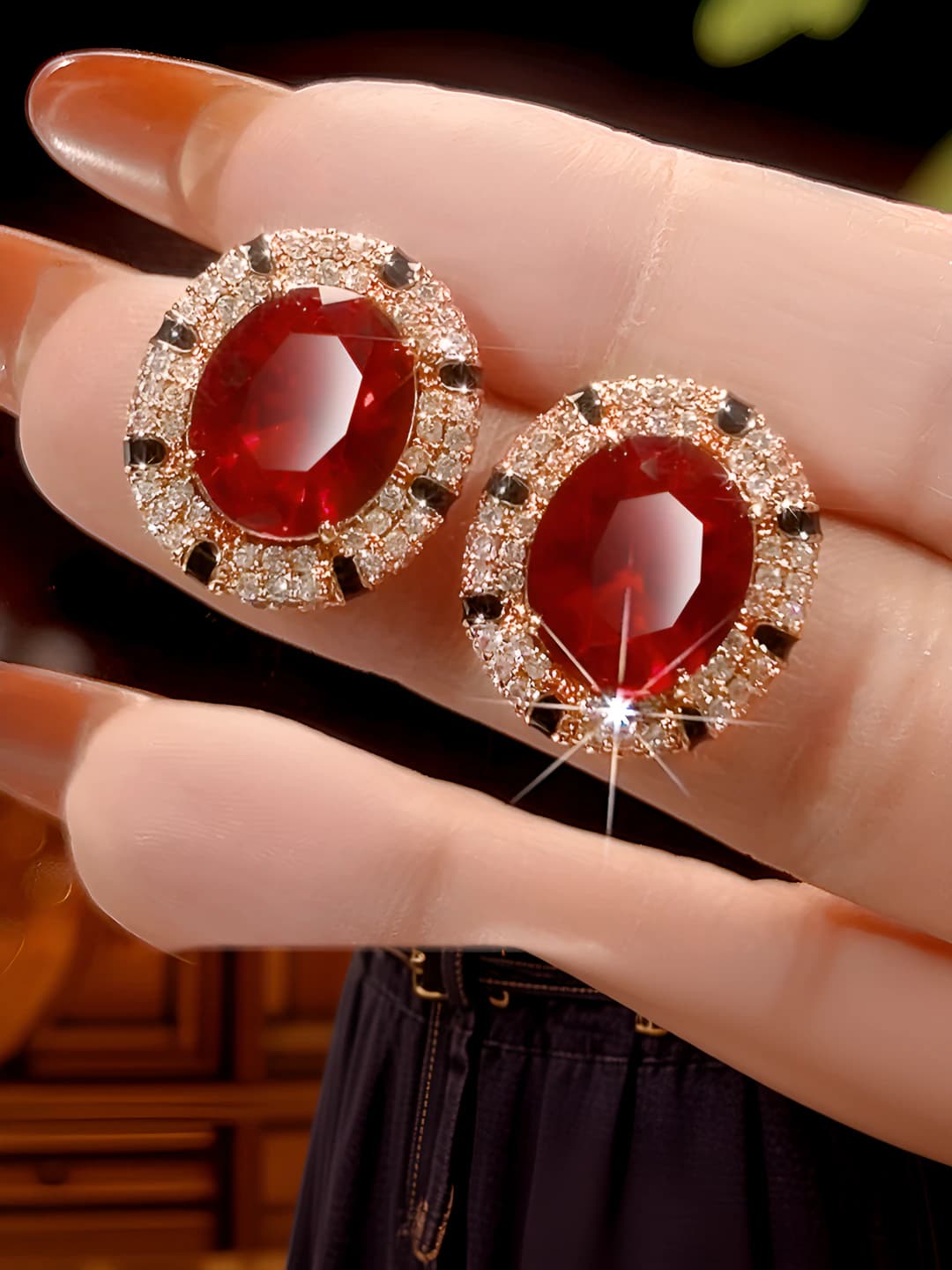 Red ruby studs