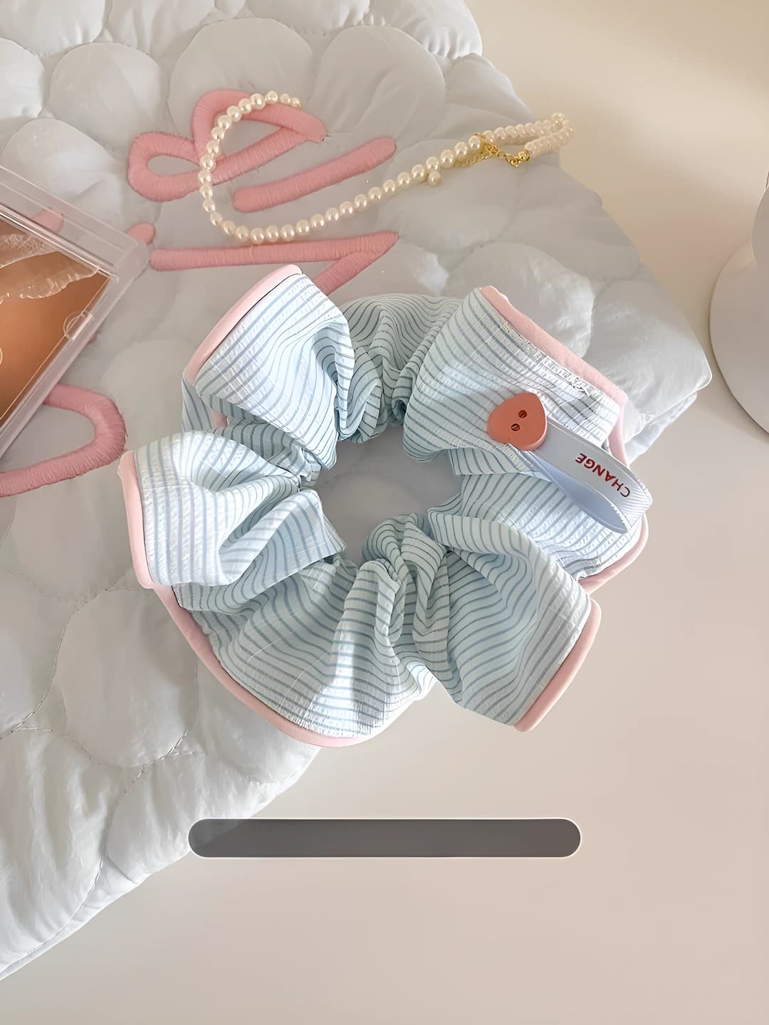 2# Small fresh baguette scrunchie blue - Fabric - ~12.5 cm