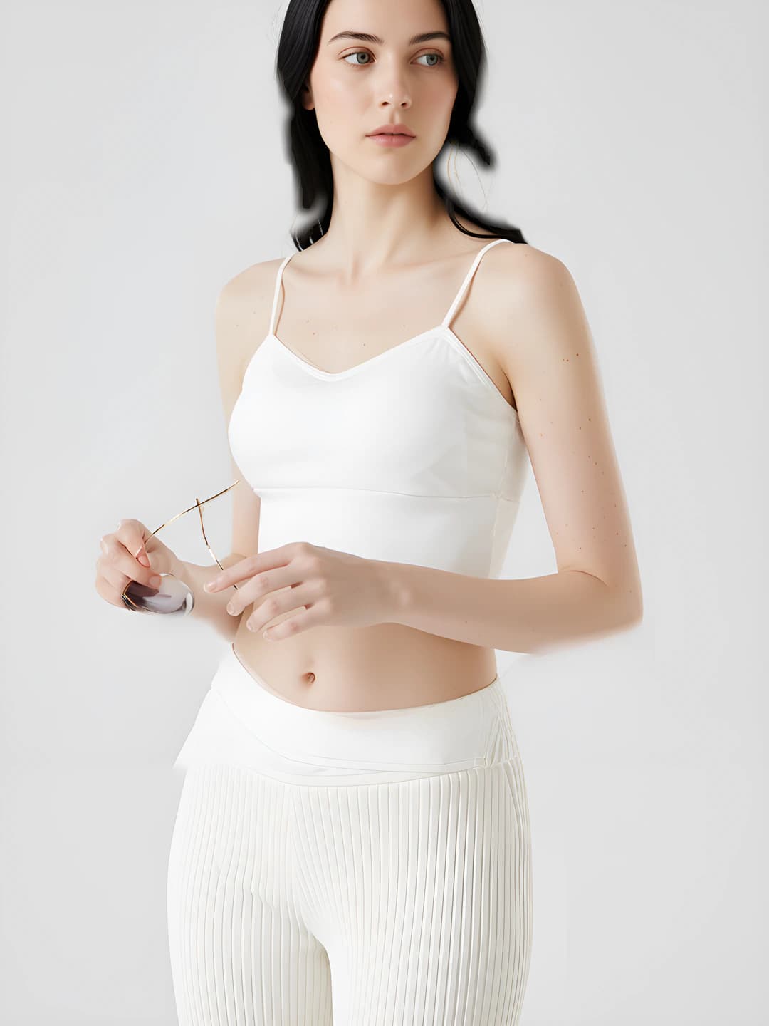 Women's shapewear camisole, slim fit, solid colour, 95% cotton, stretch, with built-in bra