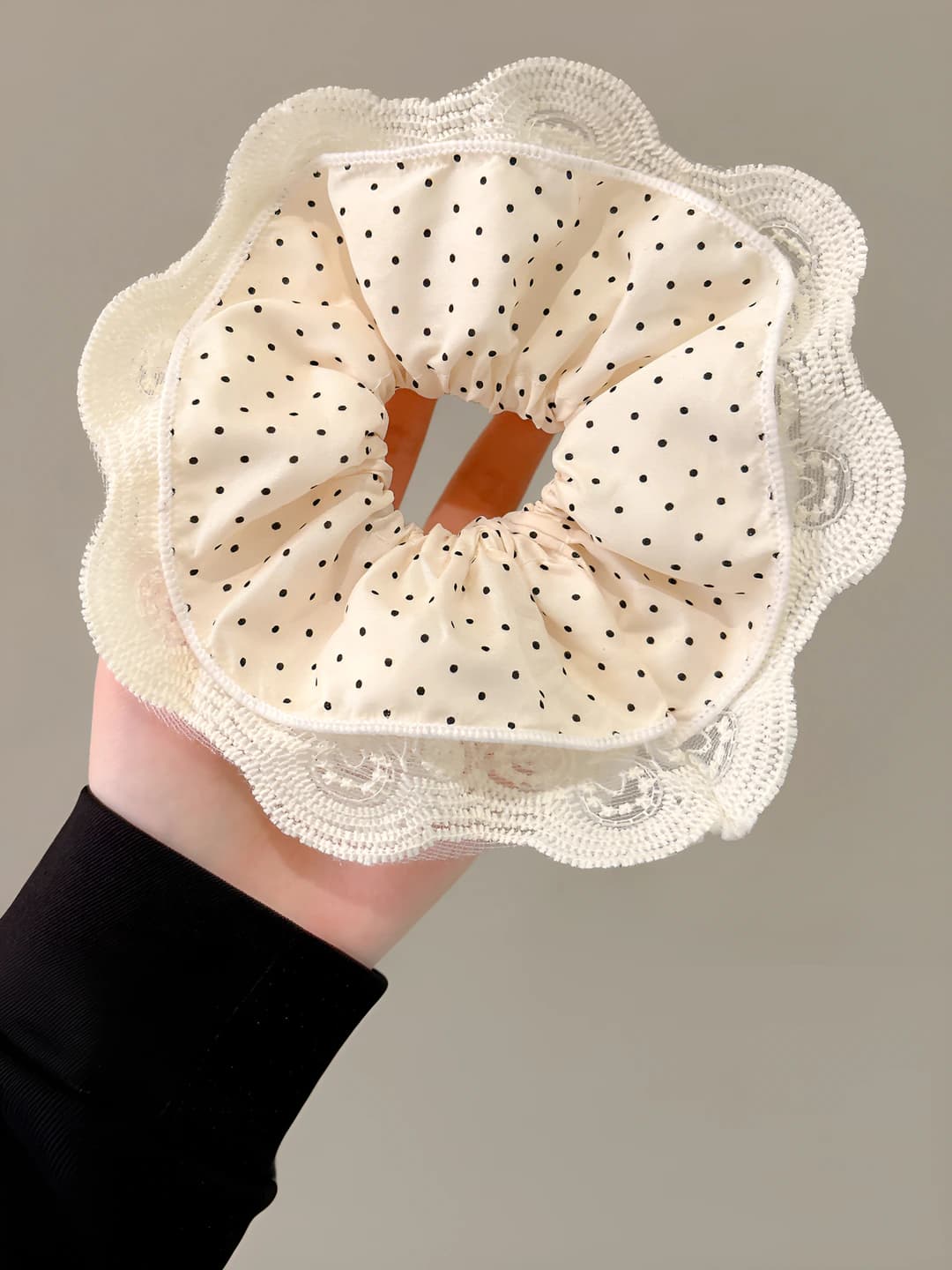 9# White polka dot lace headband