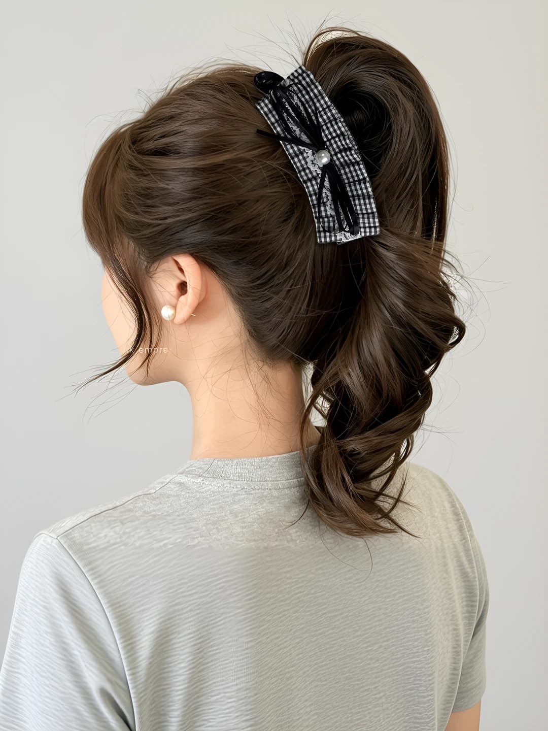3# Black plaid base clip approx 13 cm