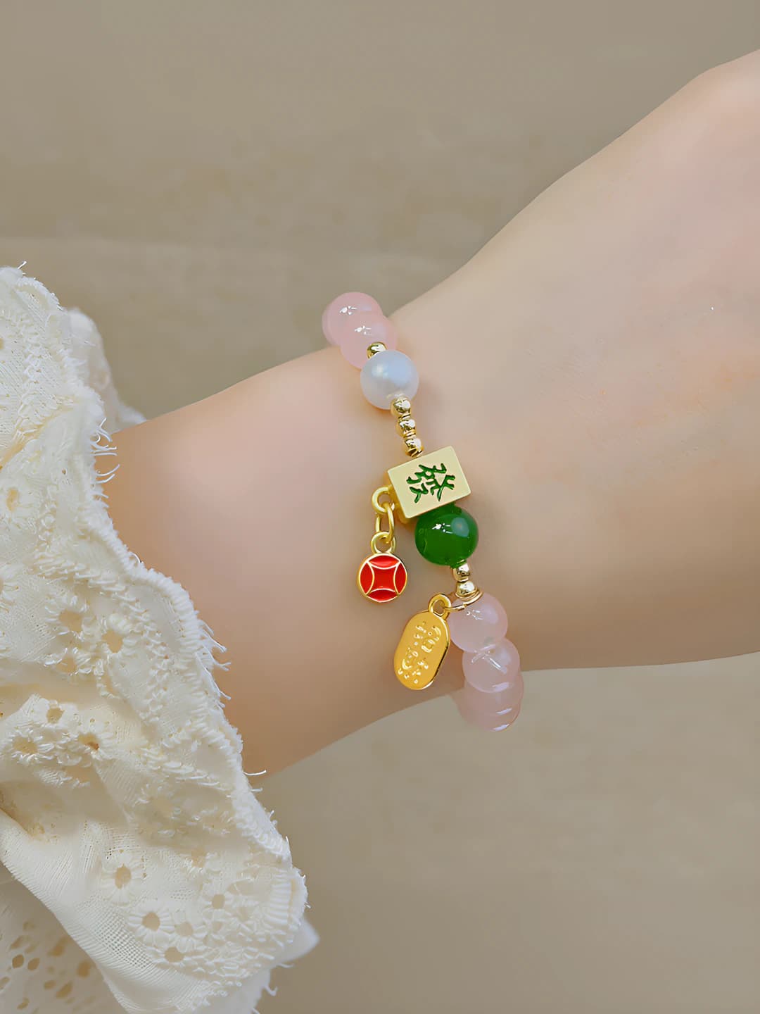 49# Light pink beads - Attract Wealth