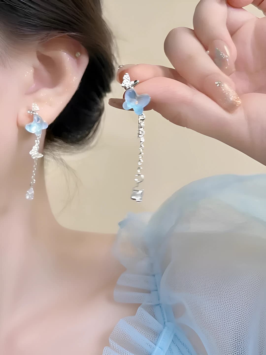 12# Blue butterfly earrings