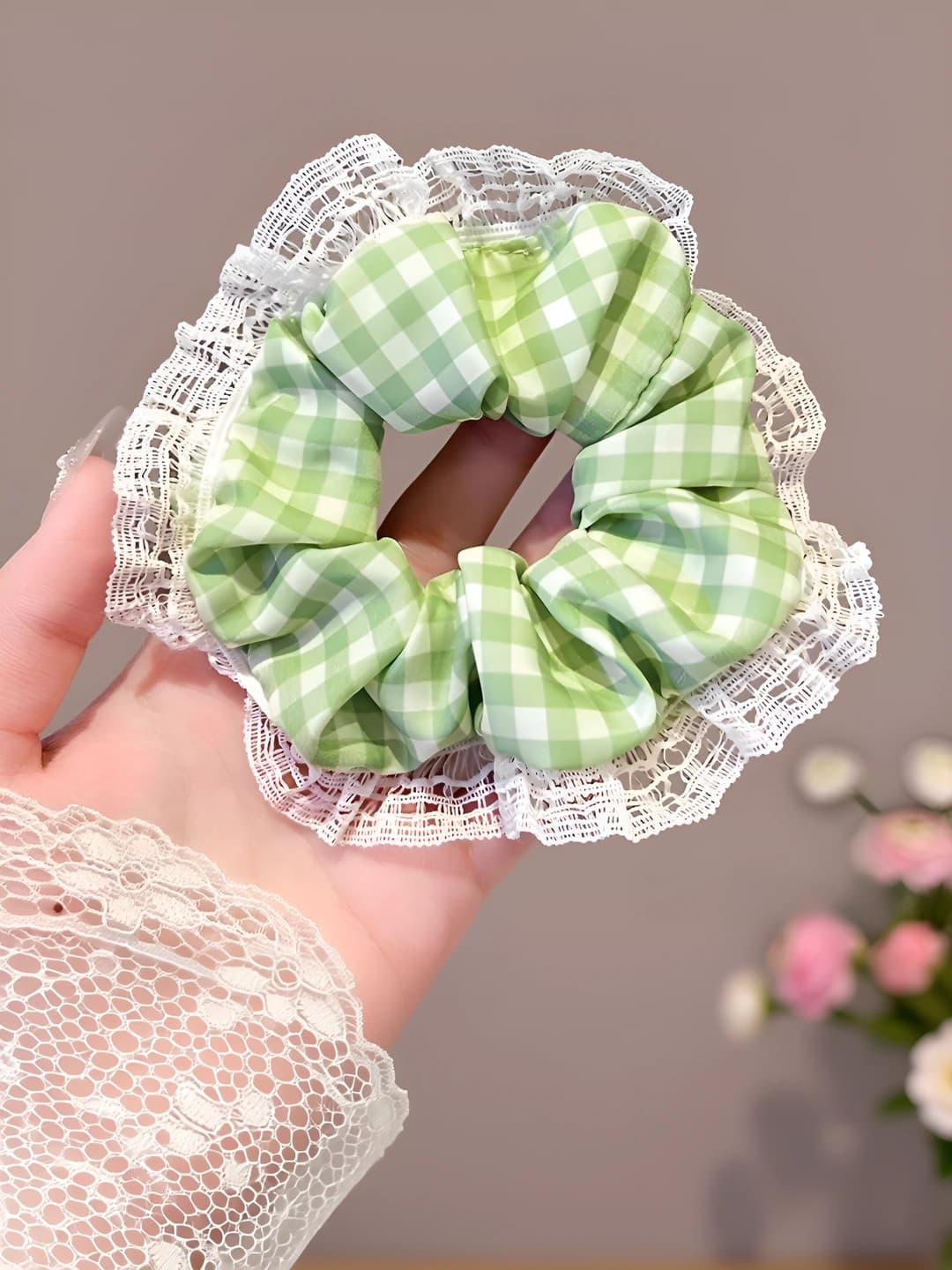 8# Mint tulle large hair tie