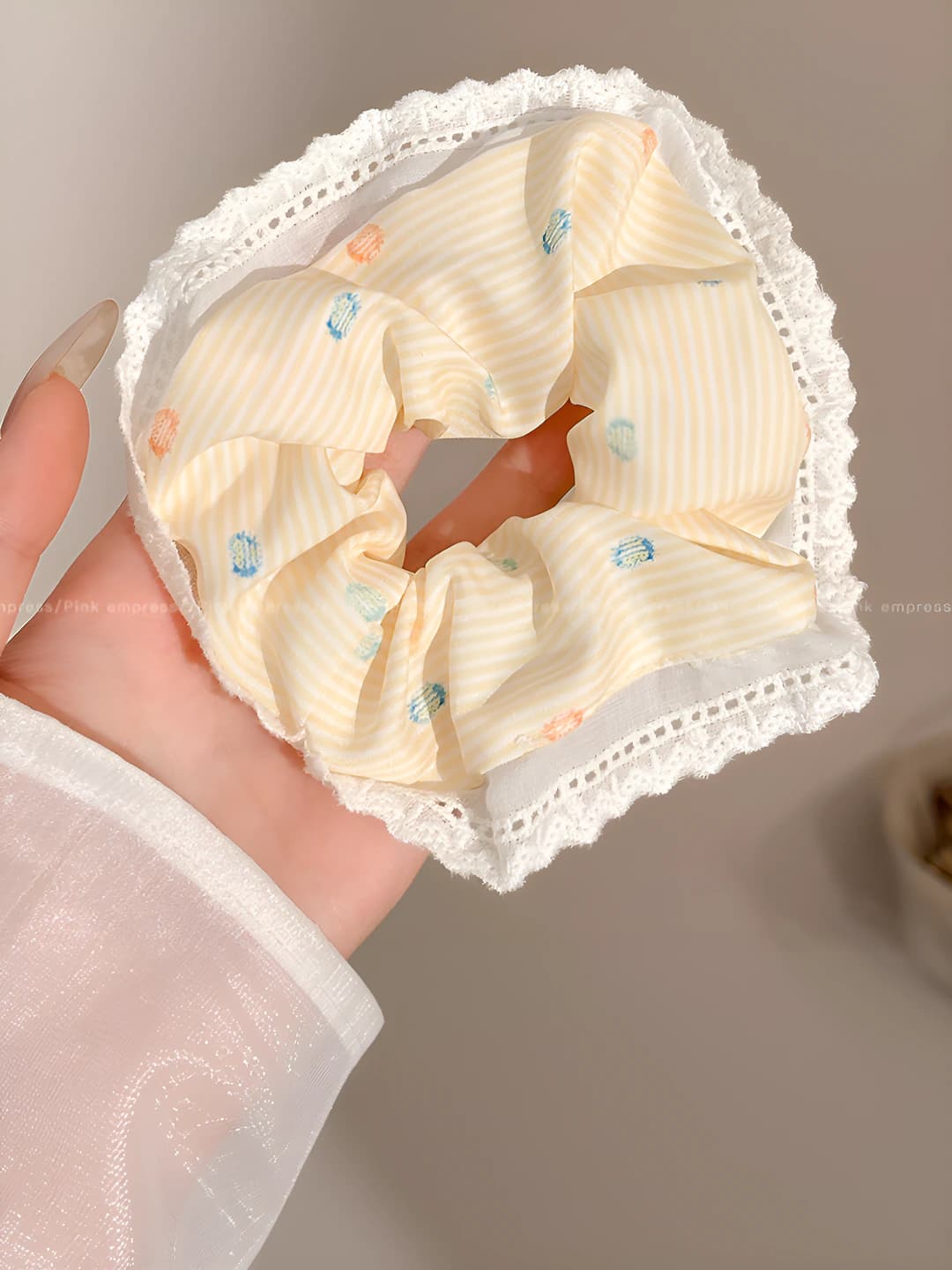 Polka stripe, yellow 12.5 cm