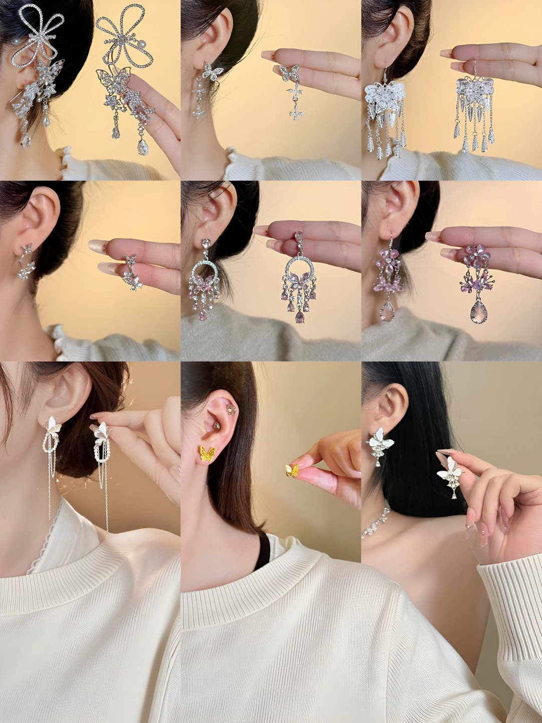 Women's earrings: with 925 silver post, made of zinc alloy, electroplated, animal shape, individual style, butterfly design element