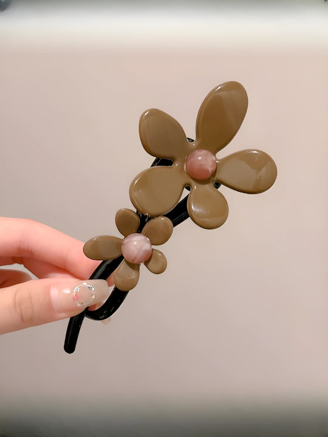 1# чёрный зажим кофейный цветок закрученный зажим 10.5cm