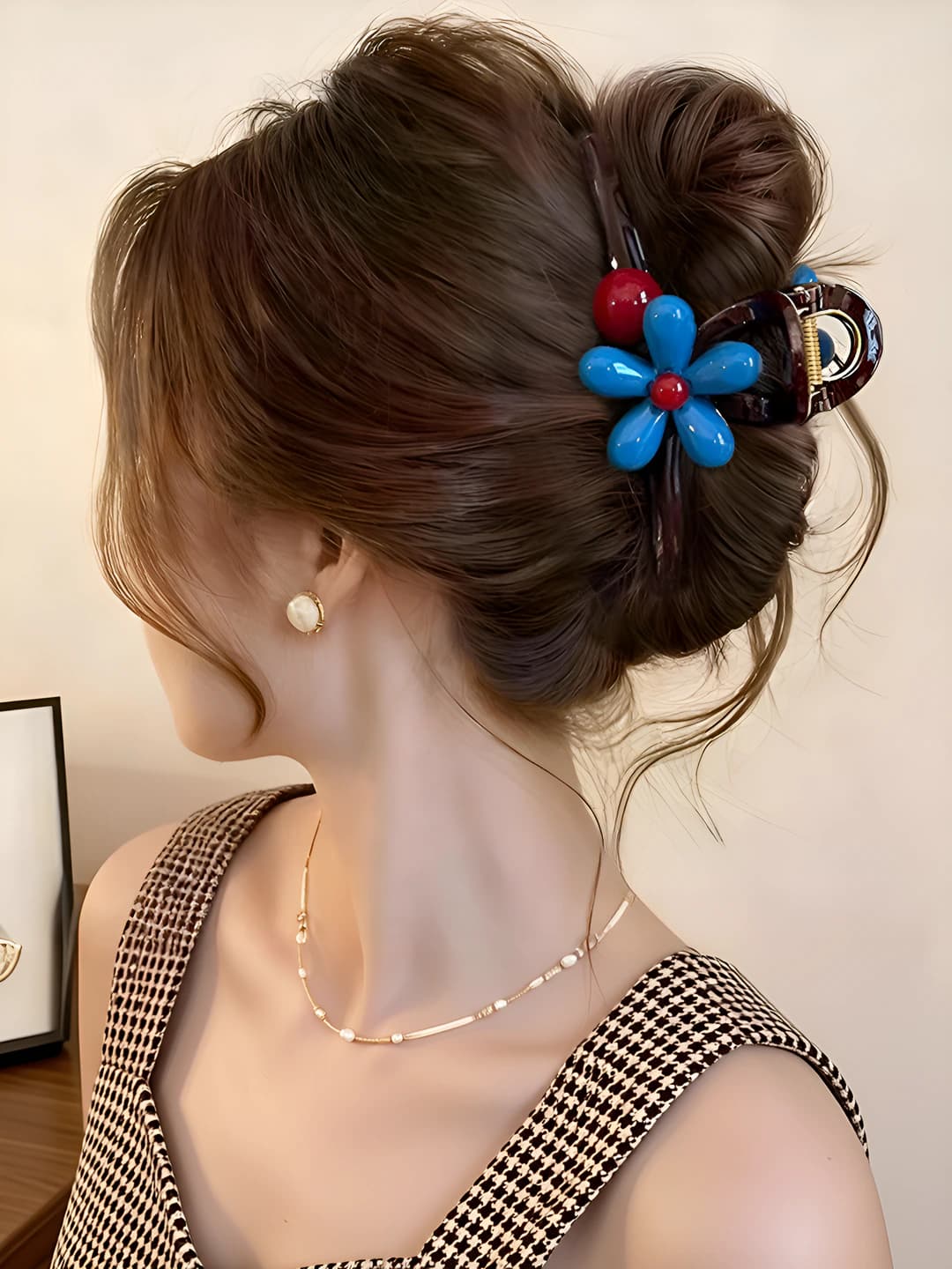 6# Blue small flowers brown ~12.5 cm