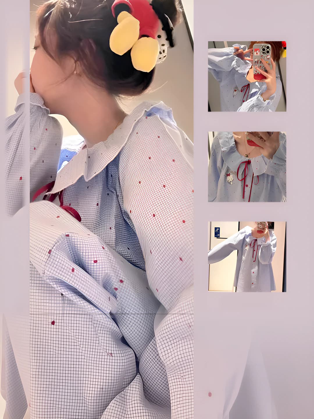 Hello Kitty ayollar uchun 2026 bahor-kuz polka dot uzun yengli karikatura pijama to'plami
