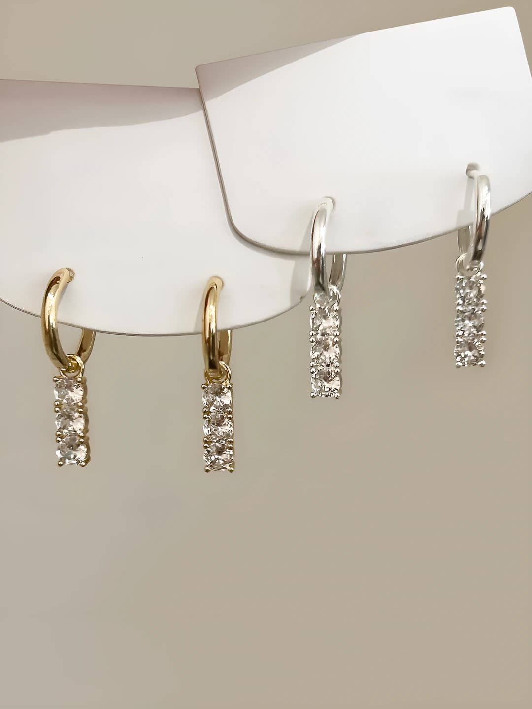 Women's geometric zircon tassel earrings with 14K thick silver plating, light luxury style, for daily commute