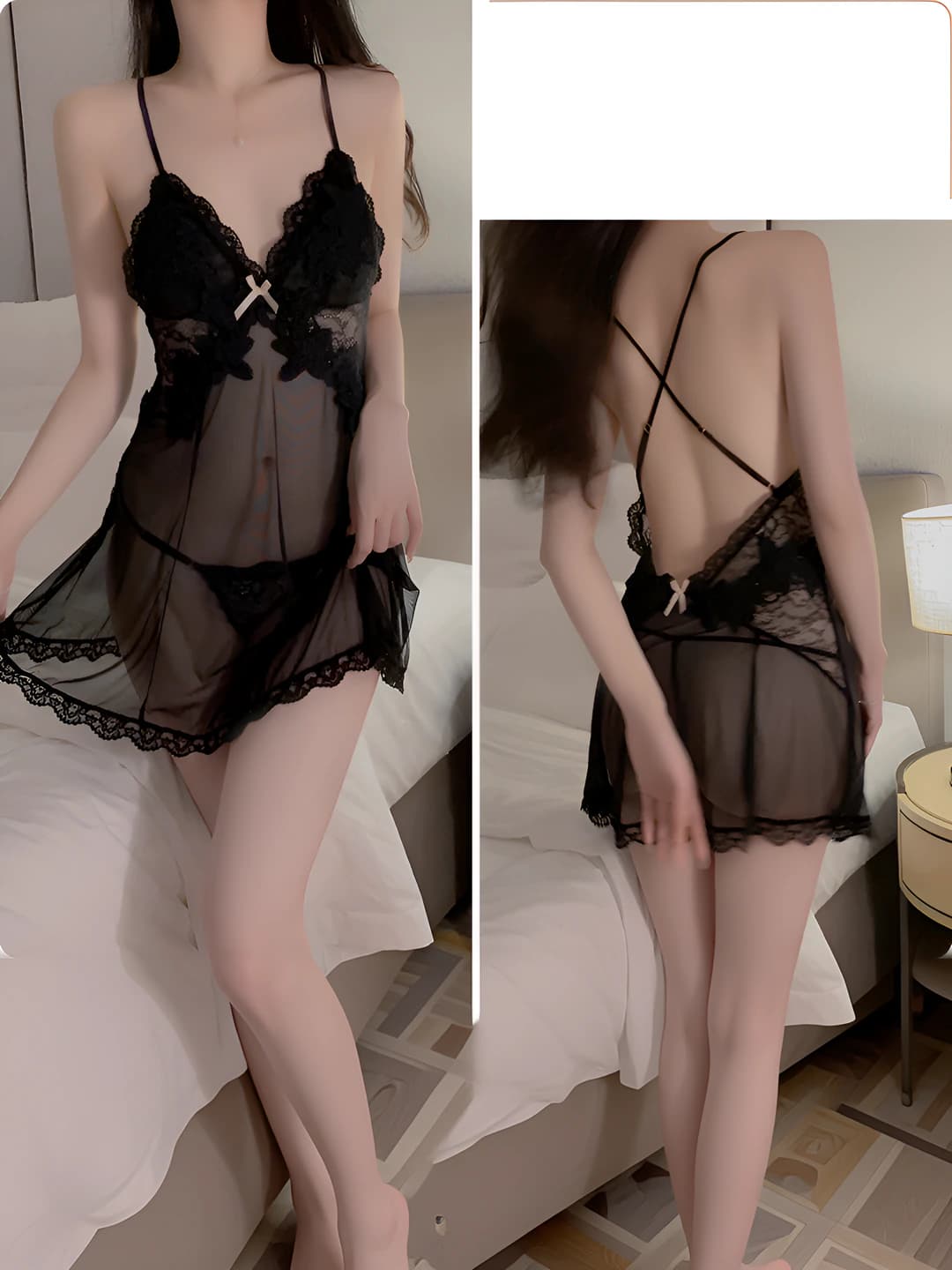 1899 Black (Nightgown+Panties)