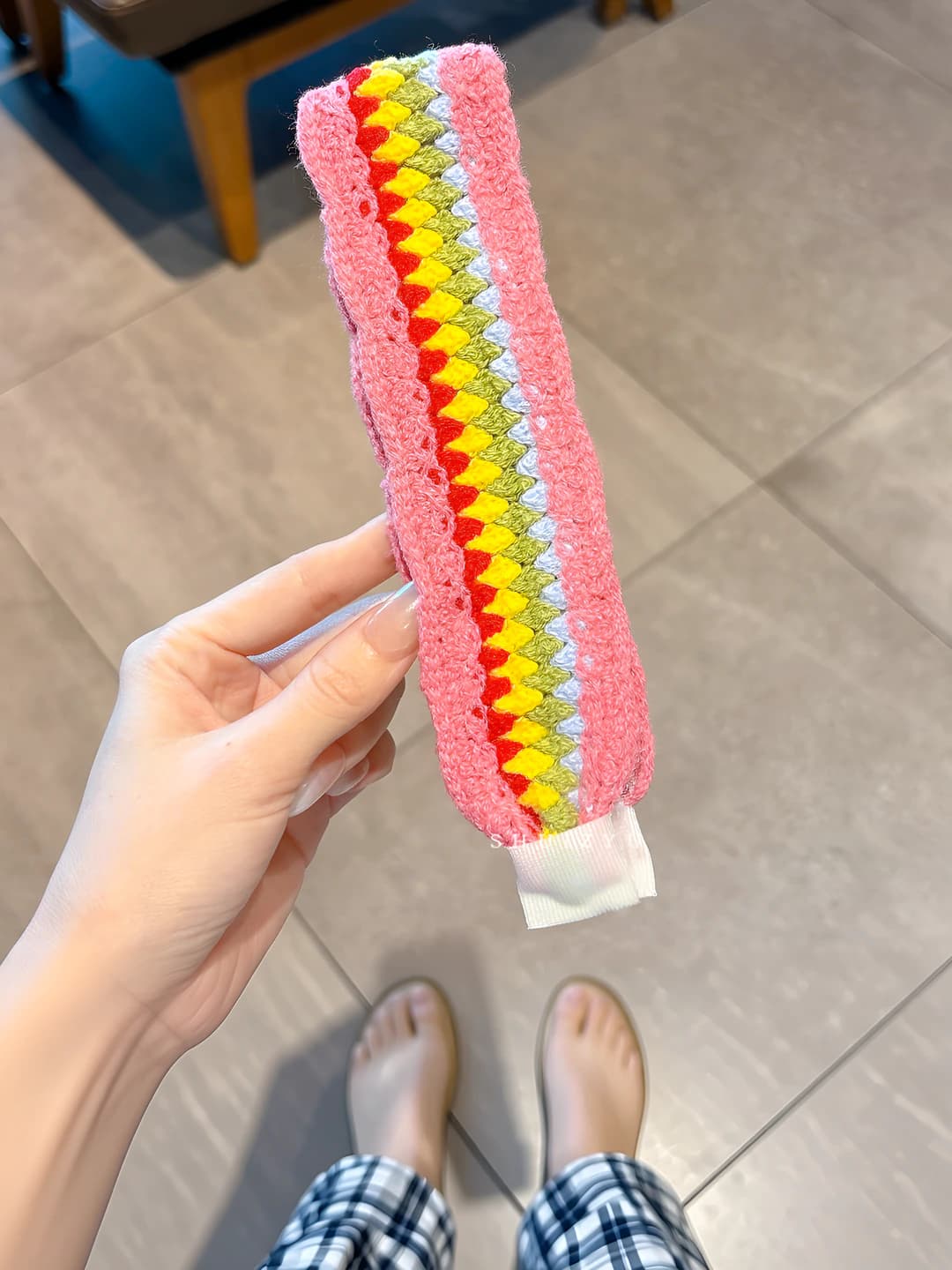 3# Pink rainbow braided 37.5 cm