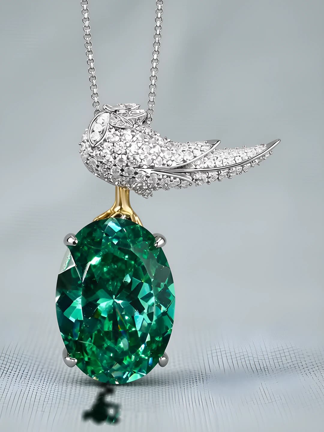 Nest cut Paragreen pendant with box and chain