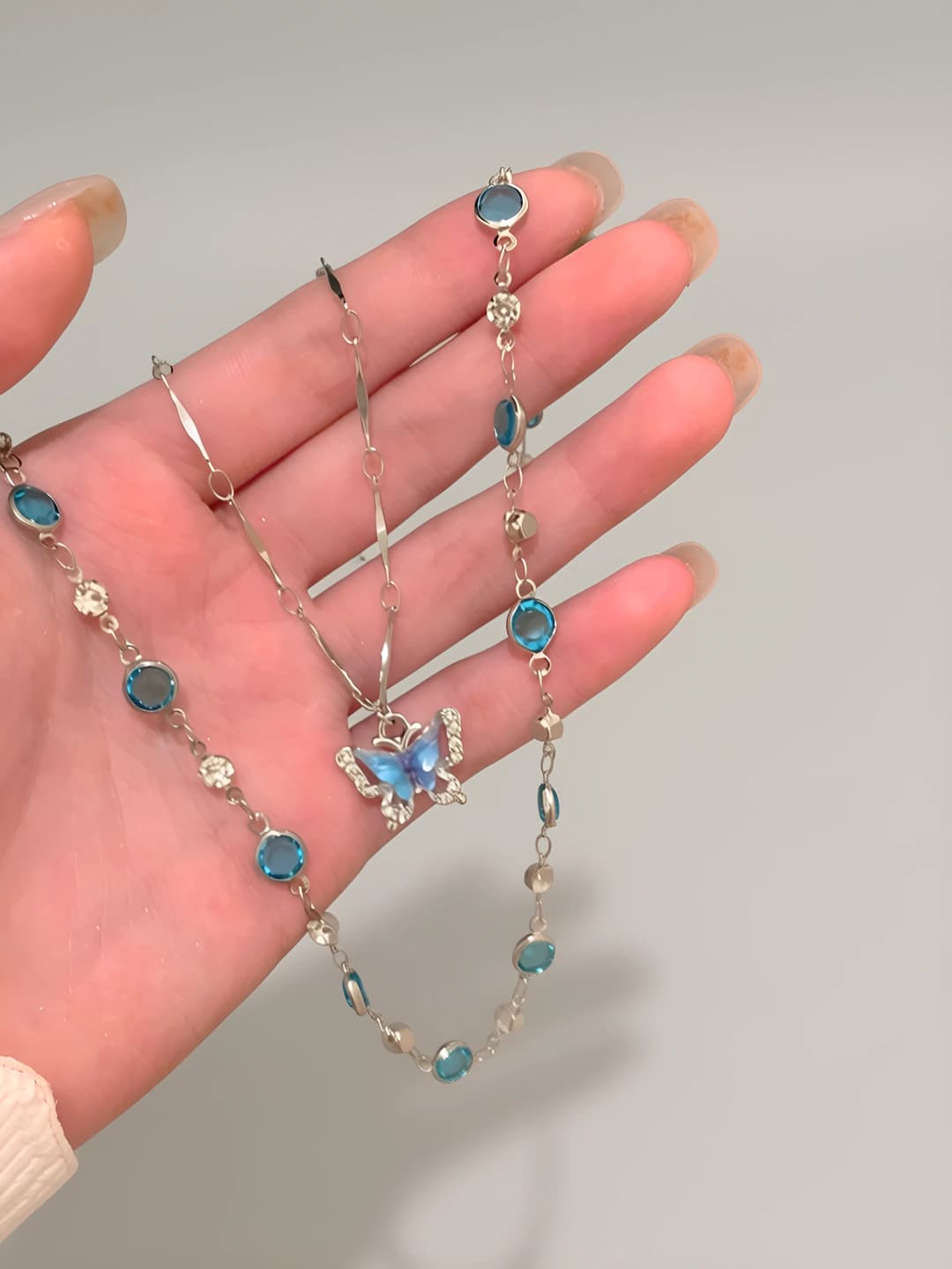 M1548+1549 Double Layer Butterfly Necklace