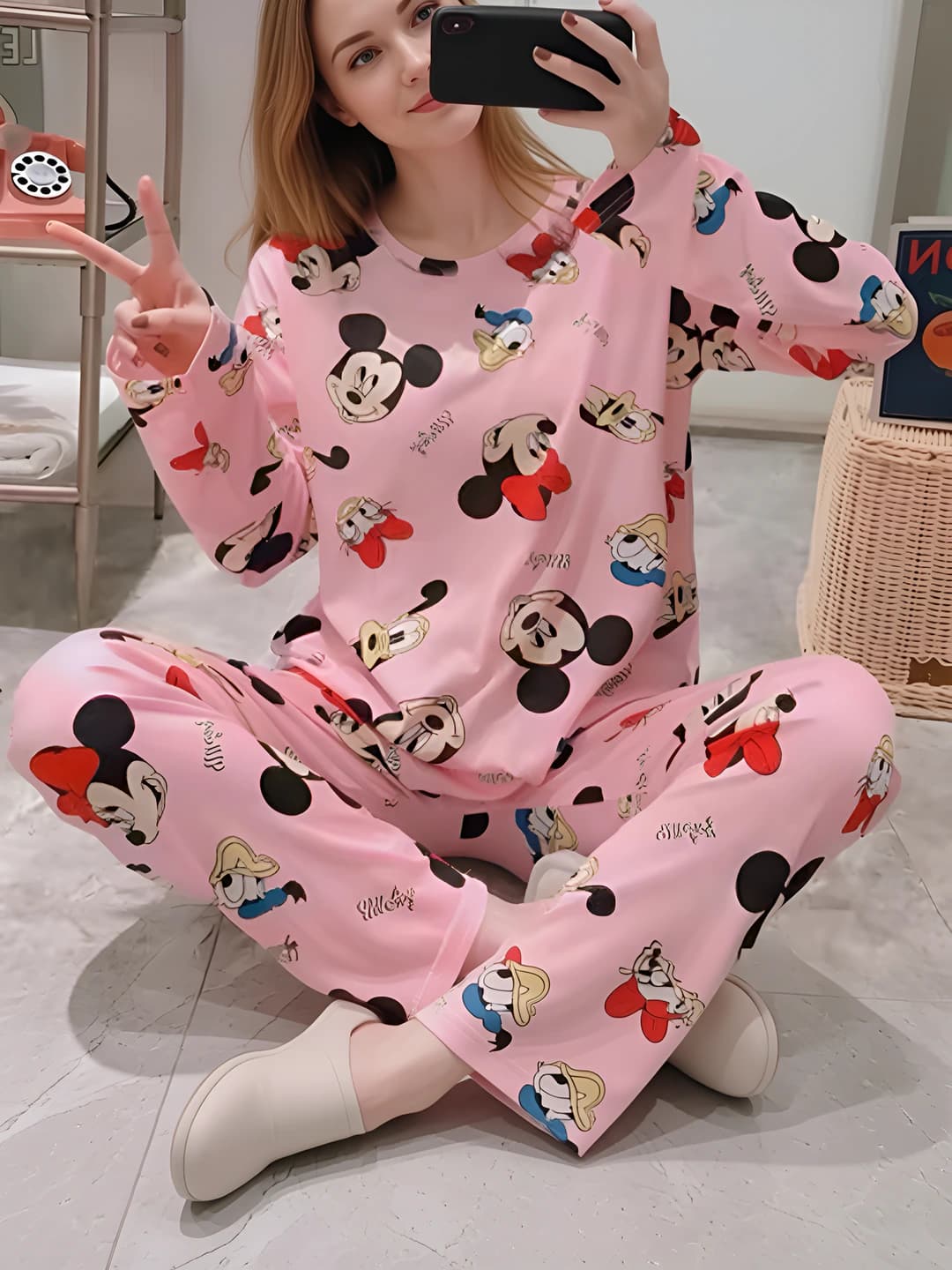 Long sleeve - Pink Mickey duck