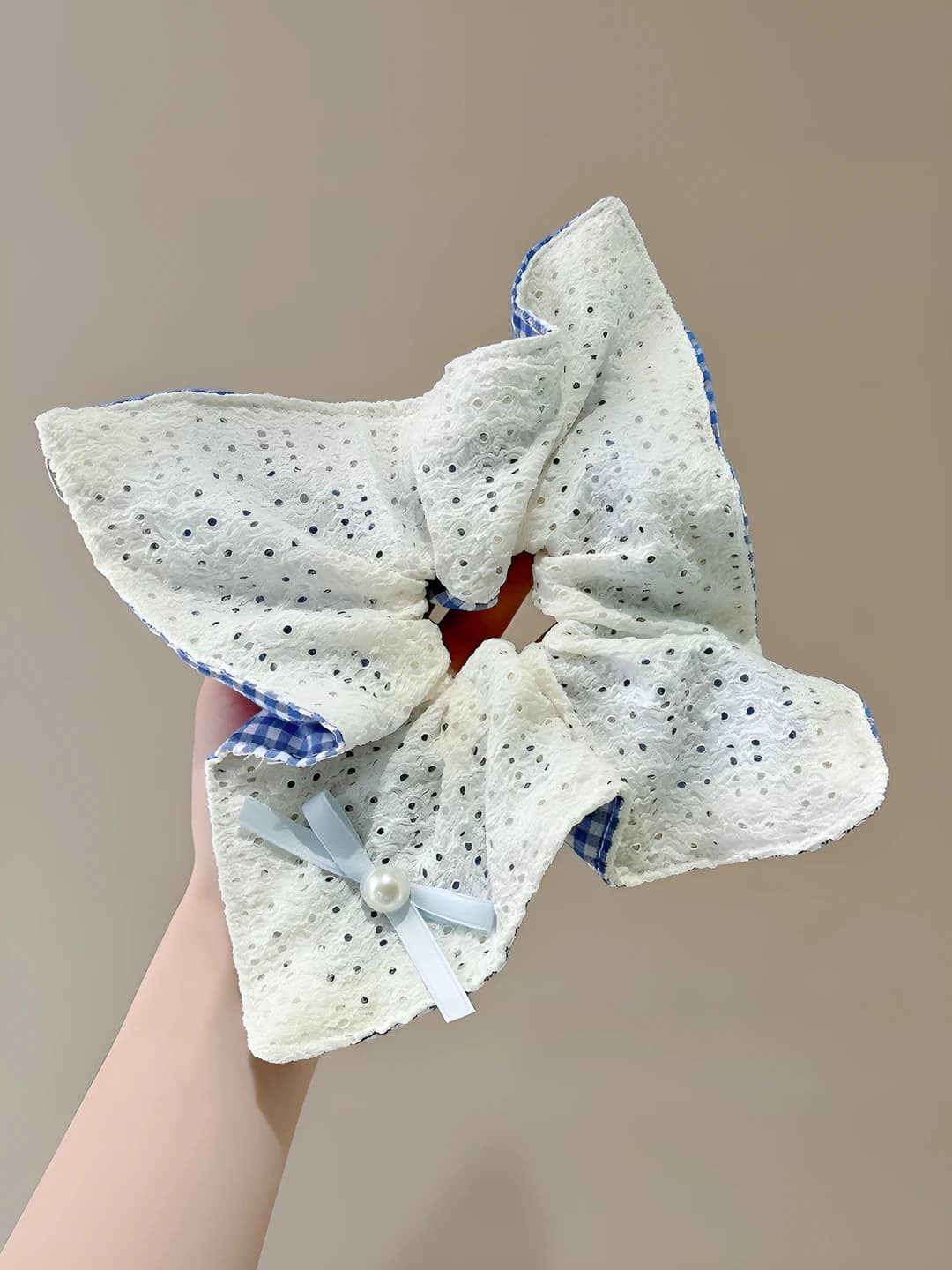1# Ko'k katak krep ikki tomonli-kvadrat 24 sm