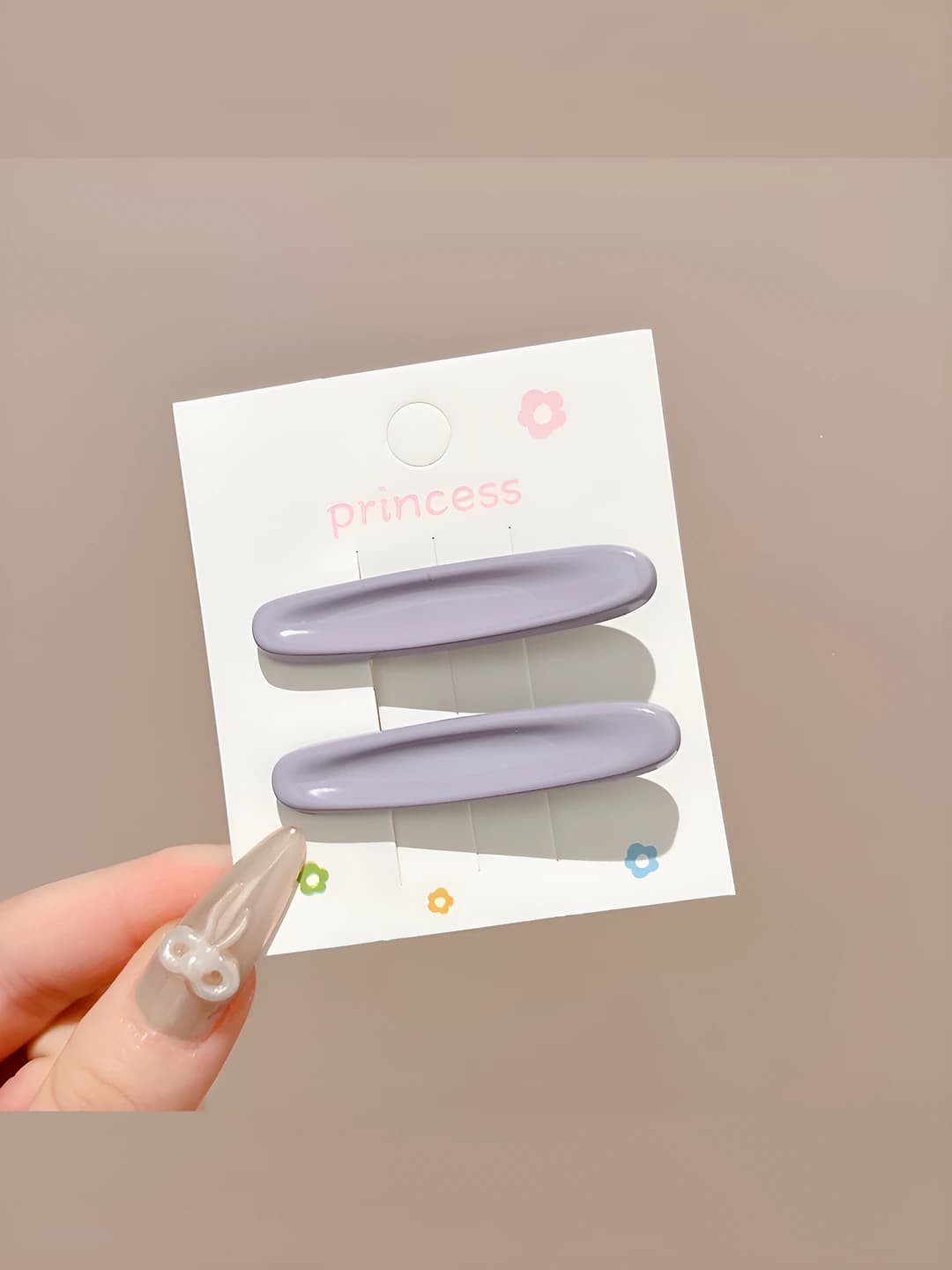3# Rangli oval gulli soch to'g'asi Binafsha rang Juft ~5.2cm