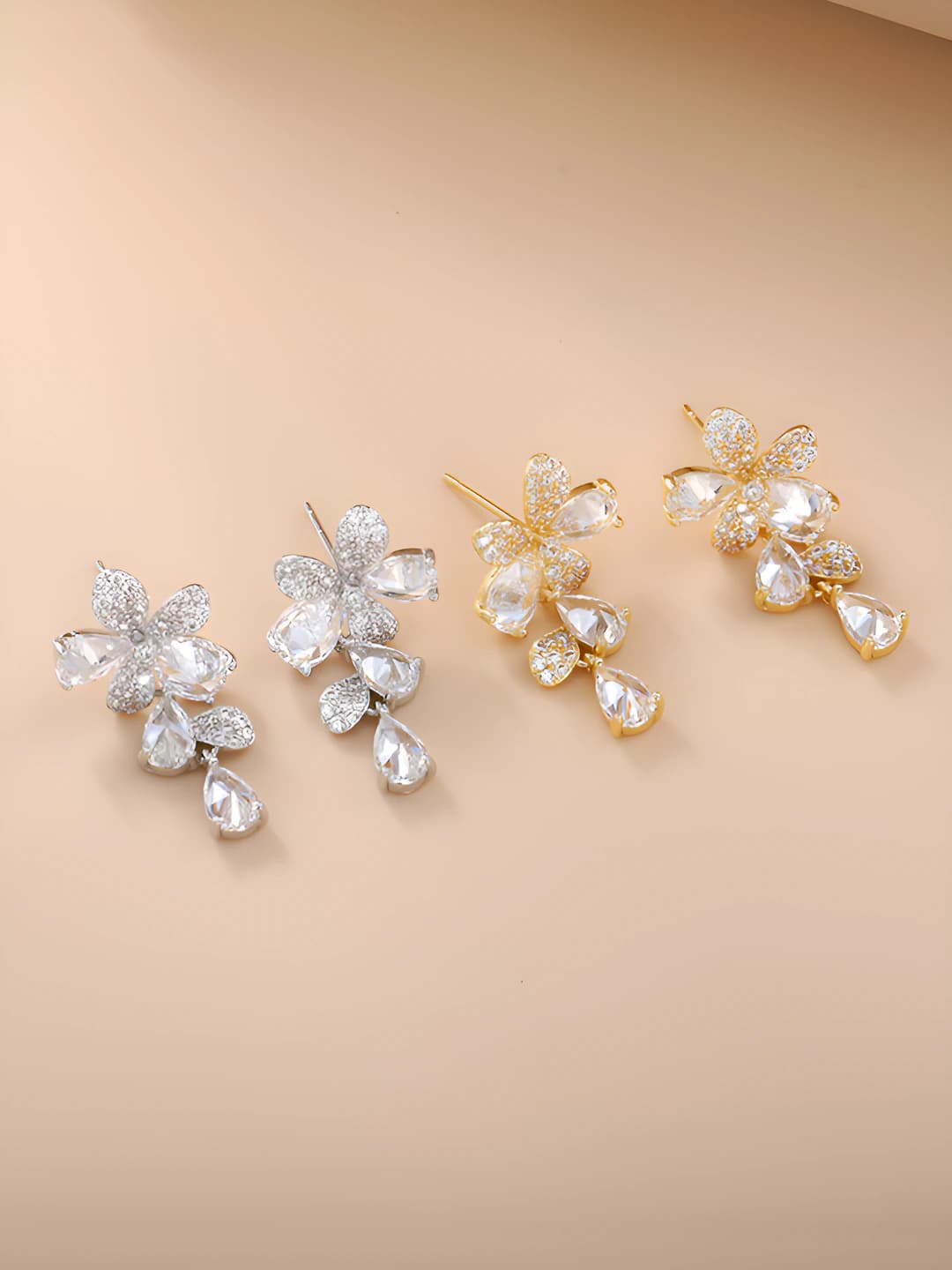 Women's zirconia drop earrings, Chanel style