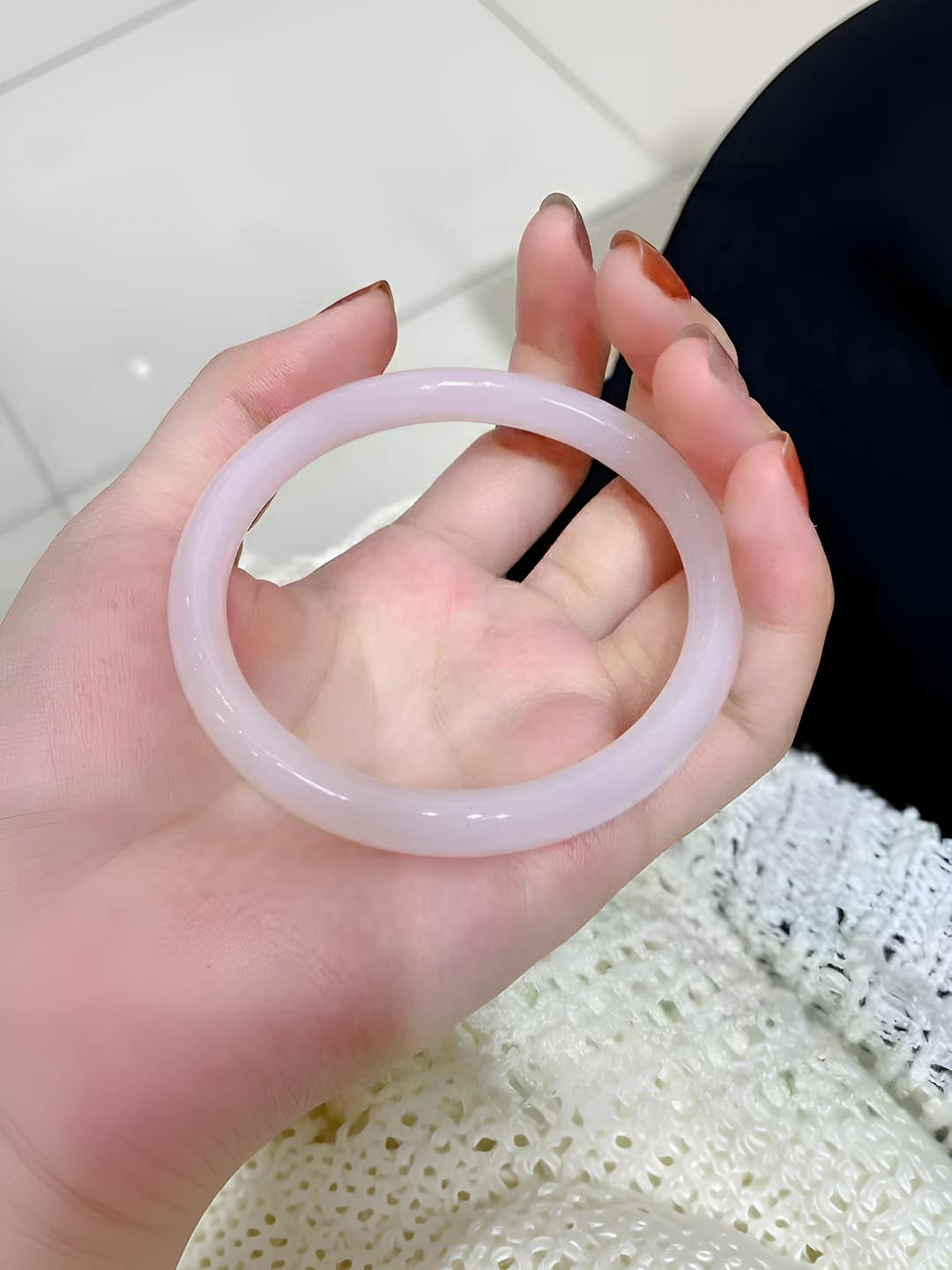 Толстый браслет, Jade розовый, 62mm