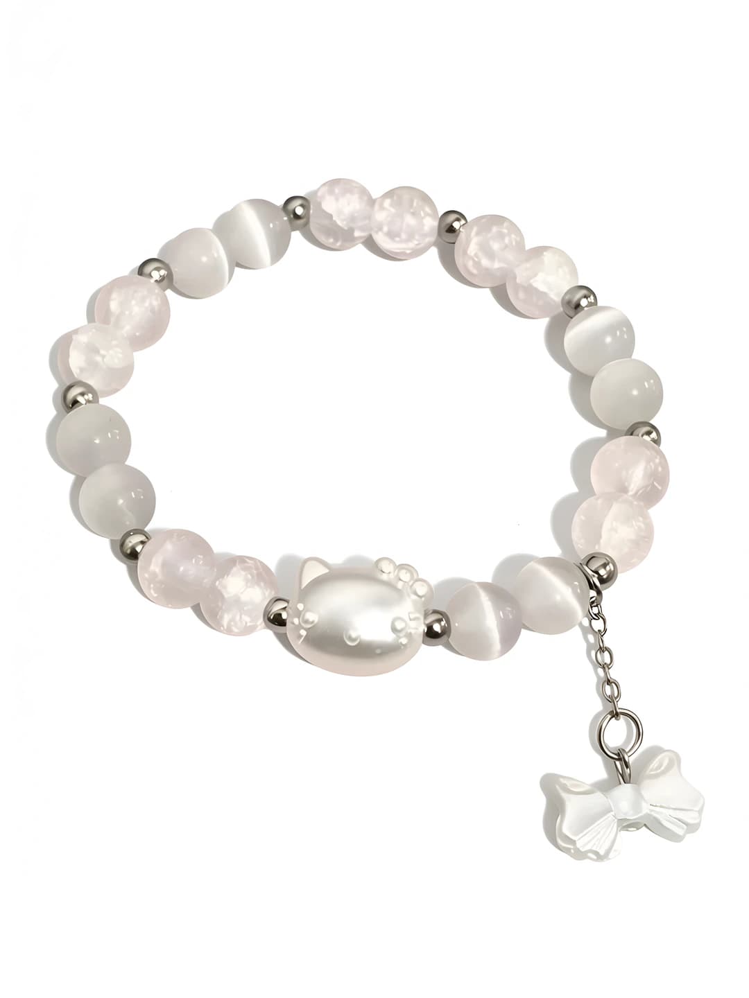 White KT kitty butterfly bow bracelet