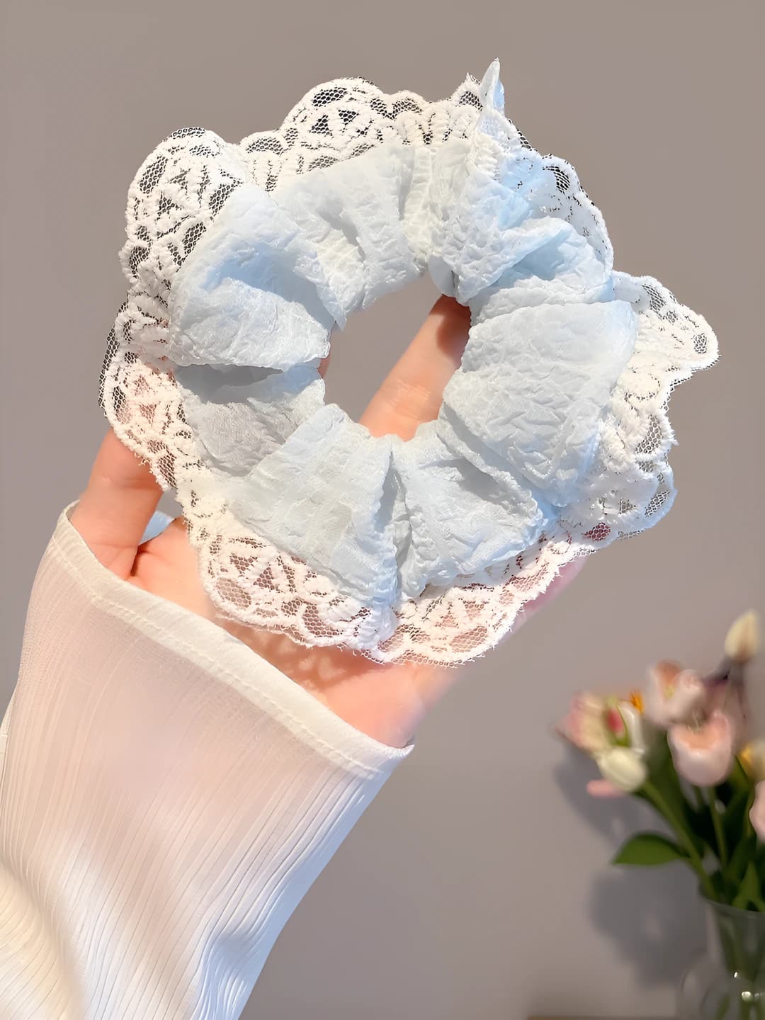 1# Lace blue hair tie