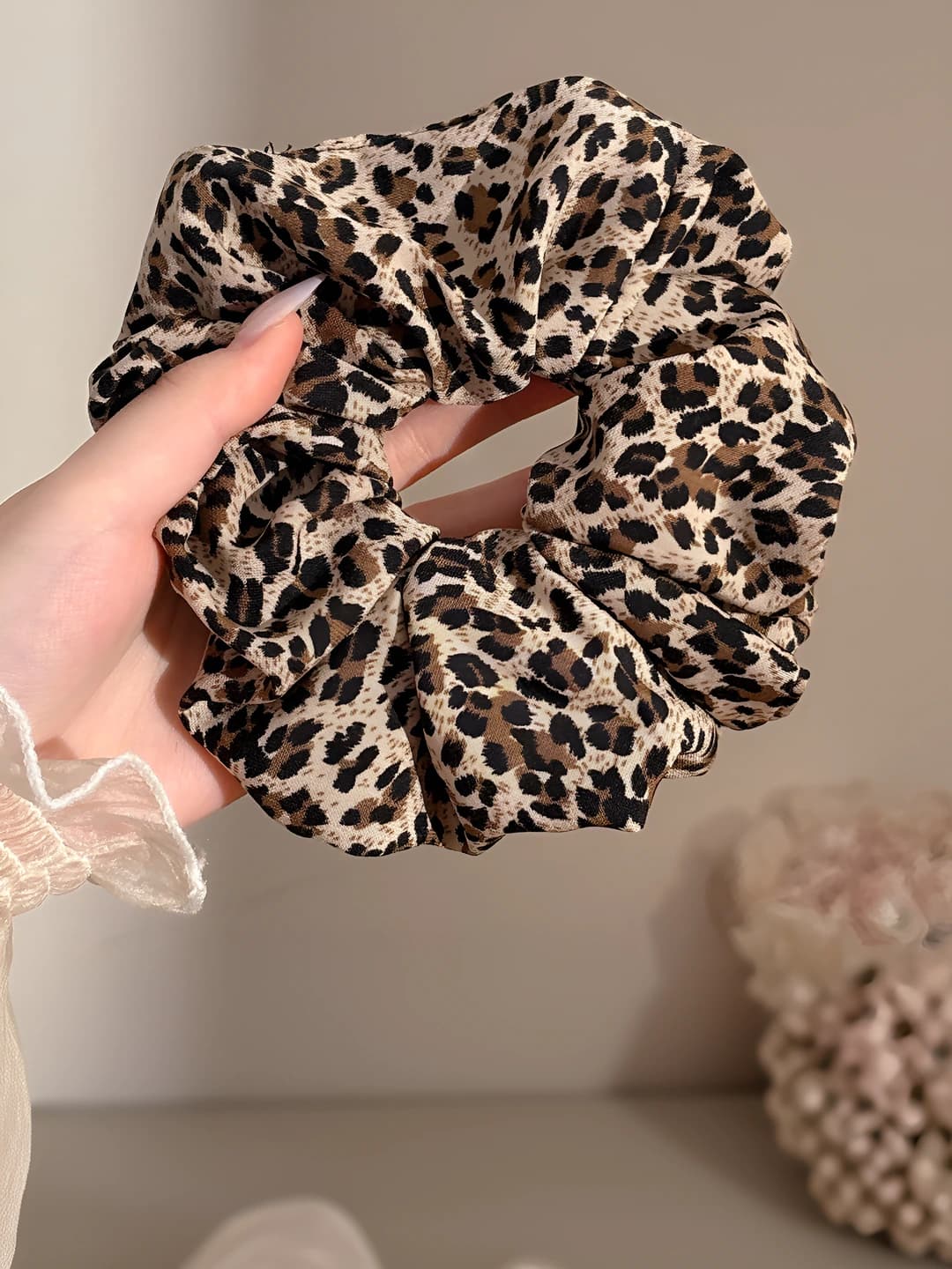 Small leopard hair tie approx 16 cm