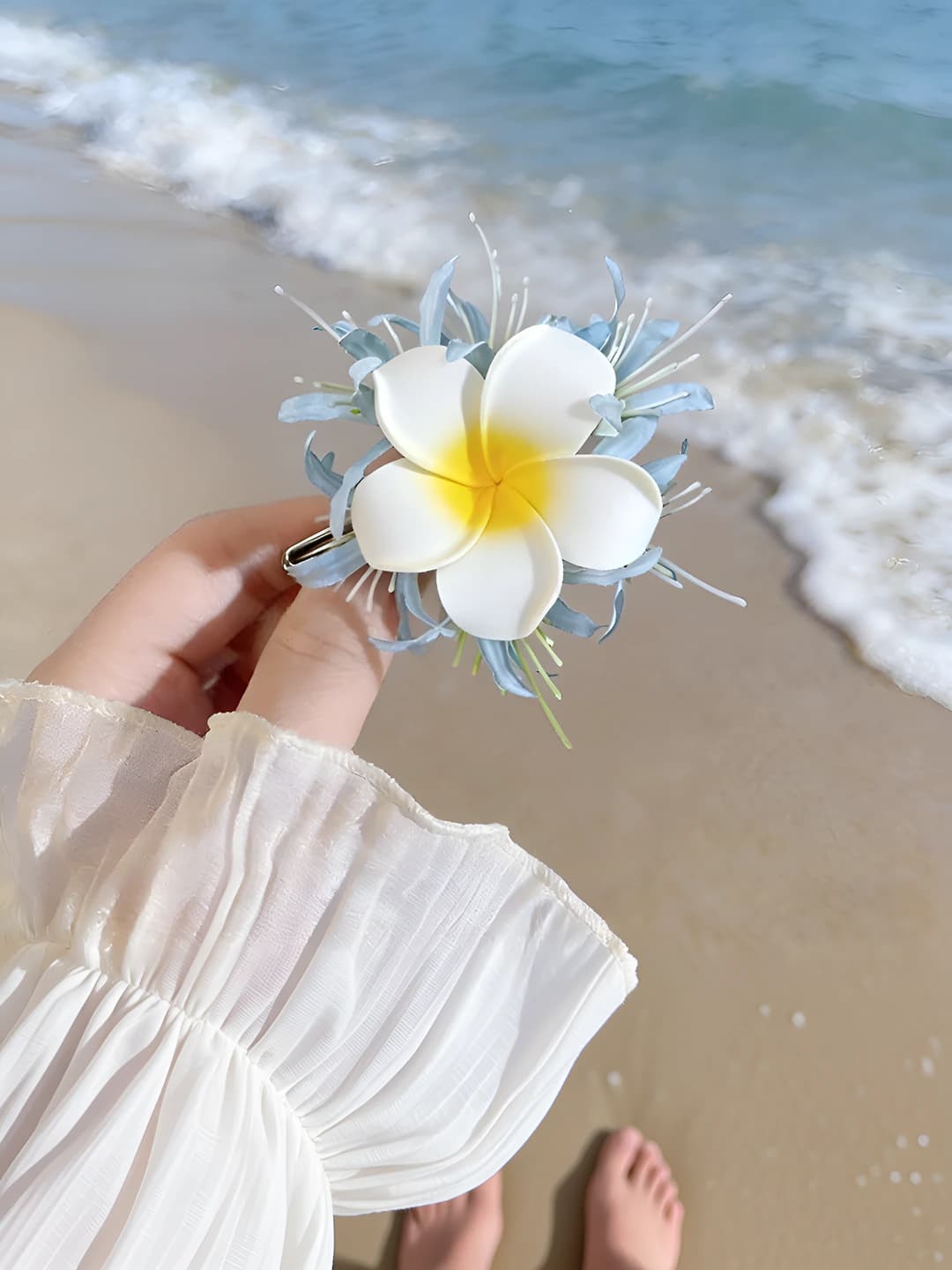 Vacation light blue plumeria flower