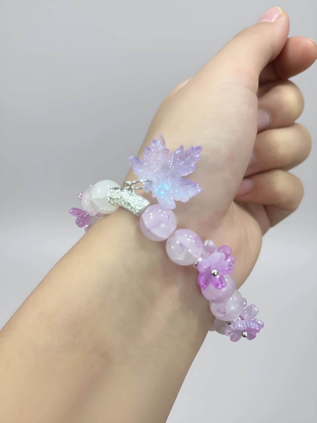 Falling maple leaf bracelet purple