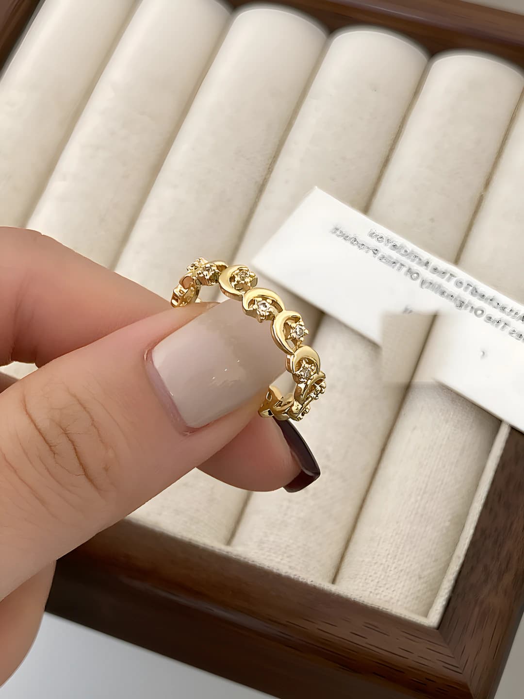 Gold He Fang star moon ring