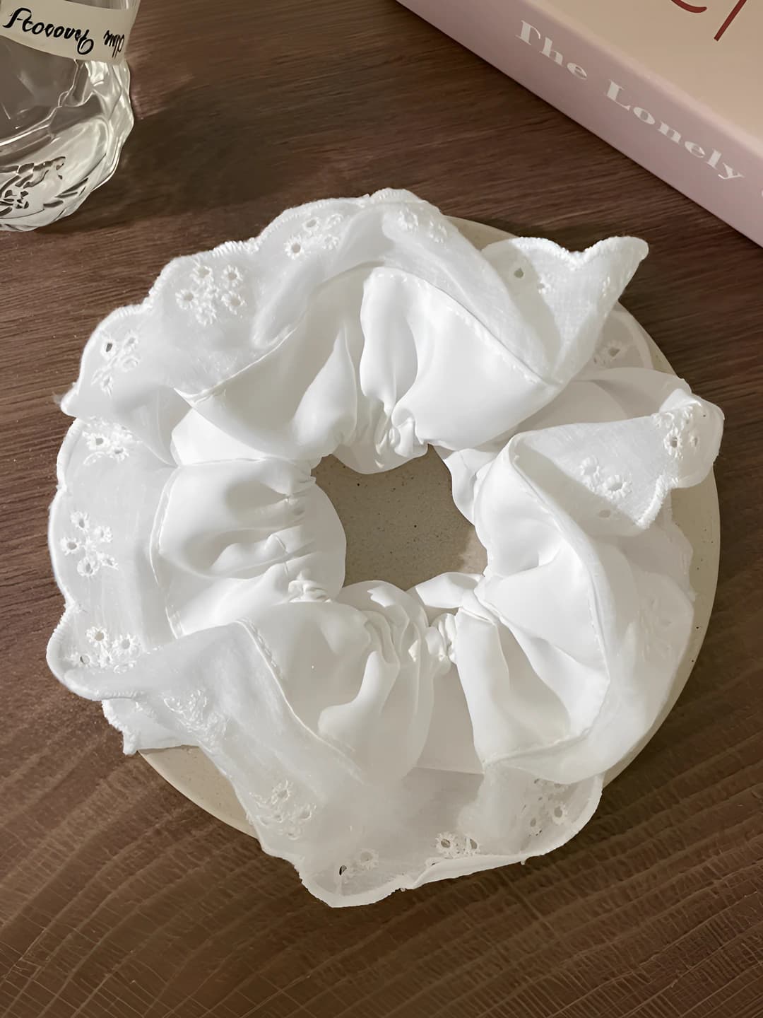 White, double layer, lace cutout