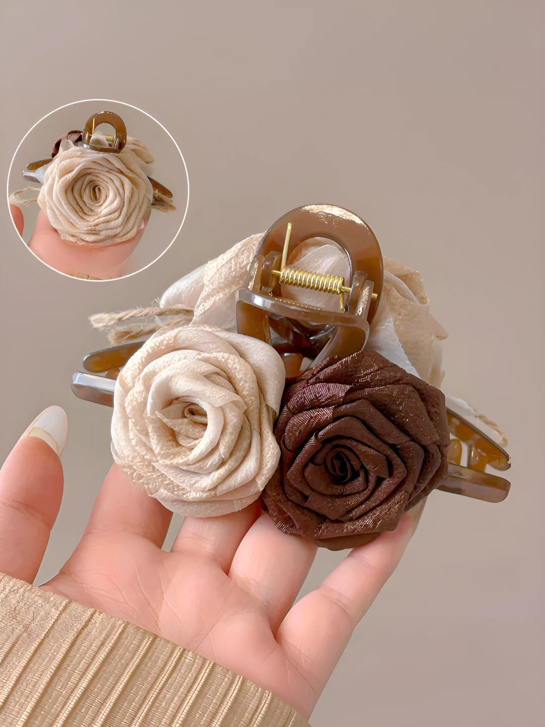 2# Молочный-кофейный сухая роза зажим 13cm