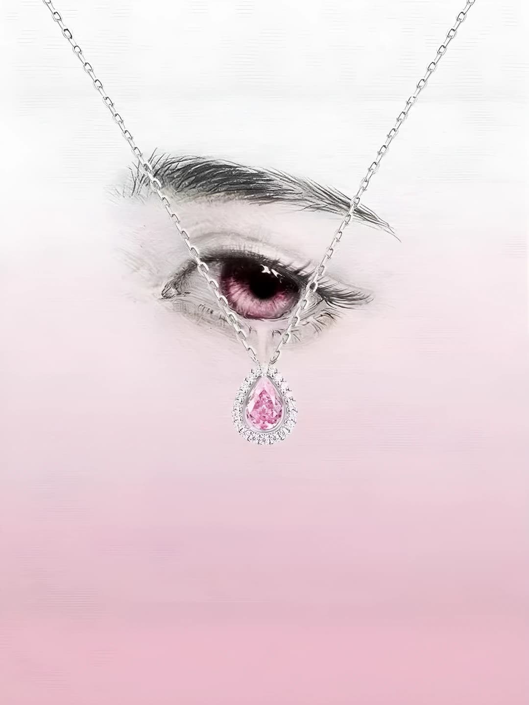 L151 Pink tears necklace