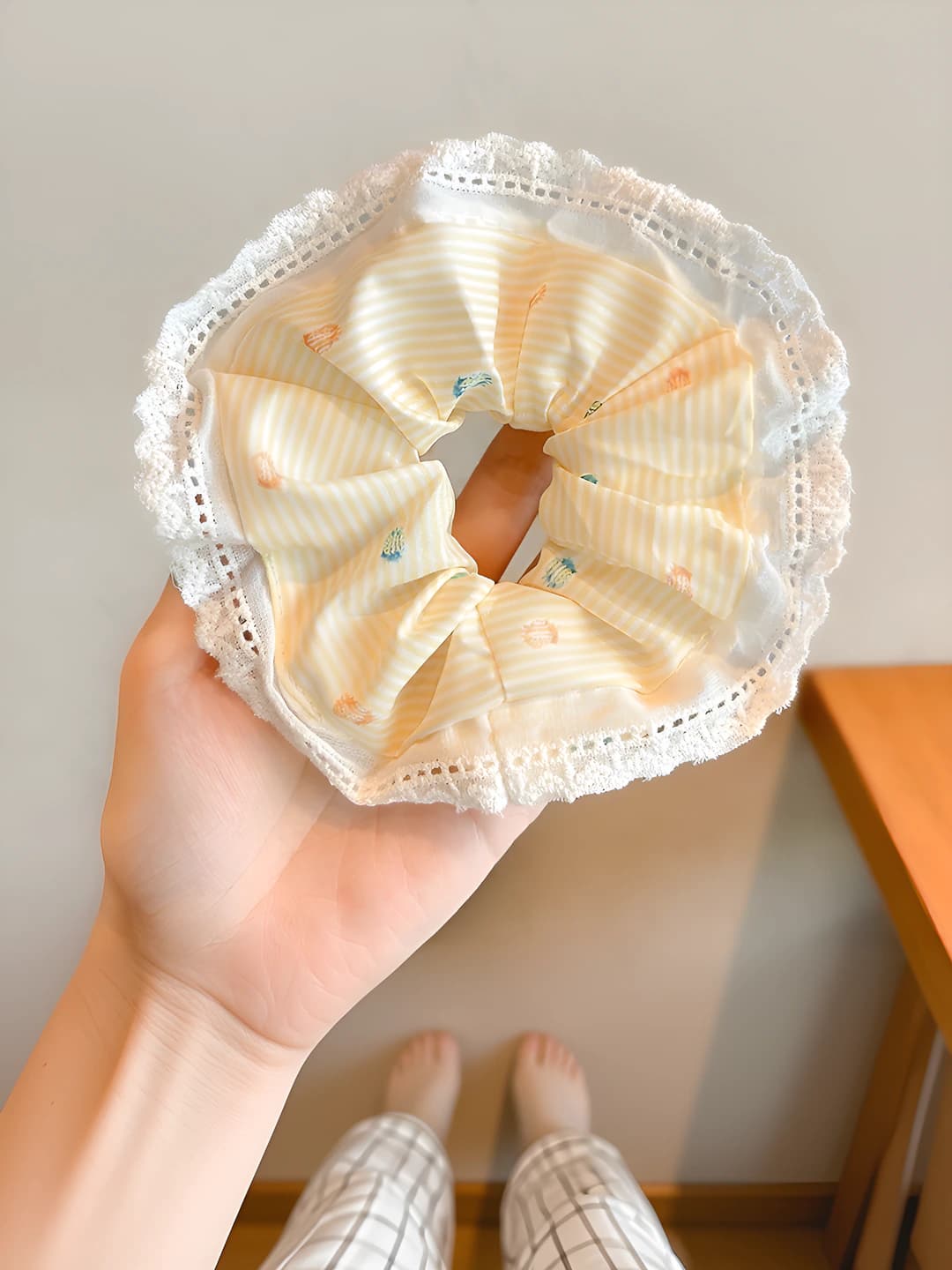 Polka stripe, yellow 12.5 cm