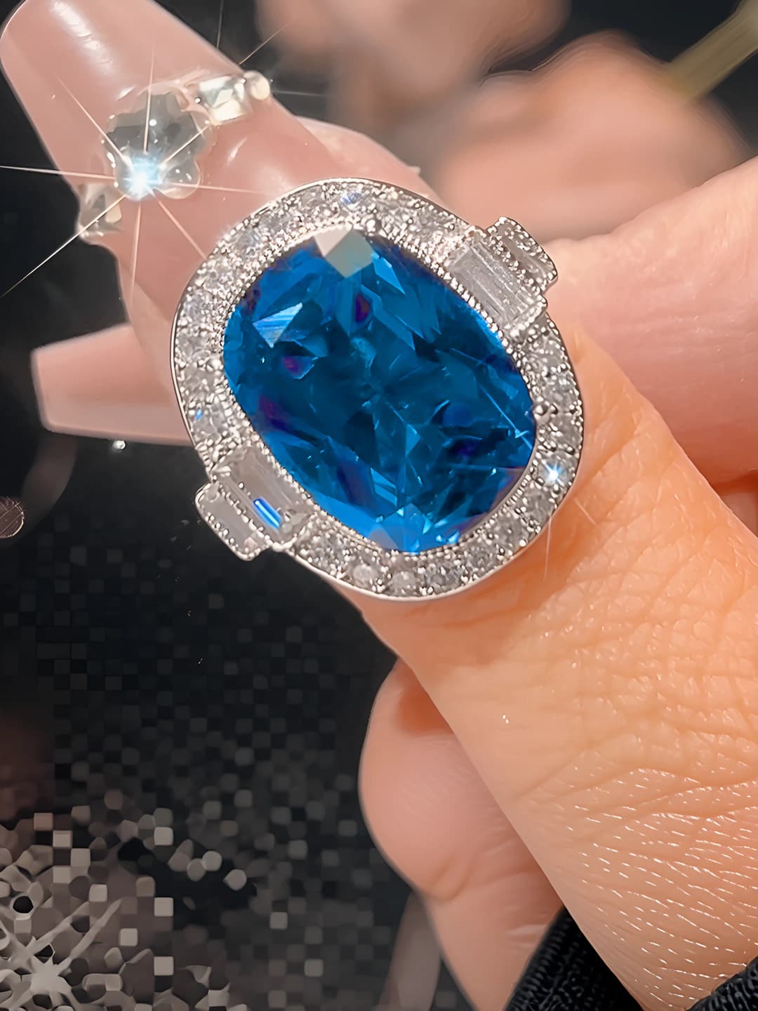 Blue Spinel 9 US Size Ring