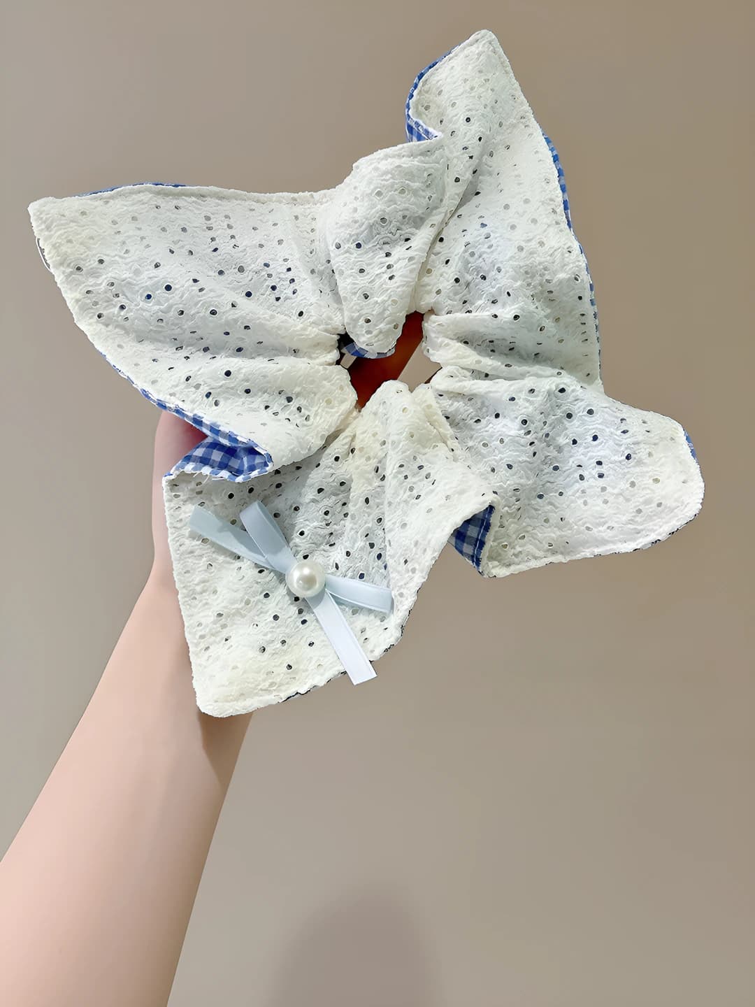 1# Ko'k katak krep ikki tomonli-kvadrat 24 sm