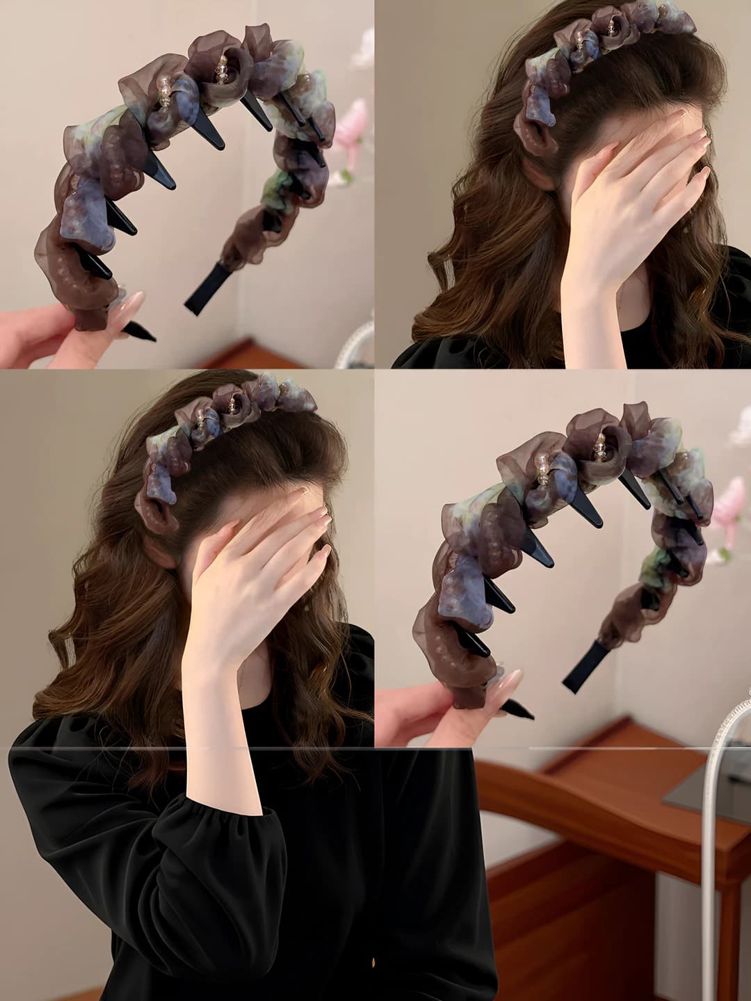 Women's non-slip headband: high crown, for face washing, modern minimalism style