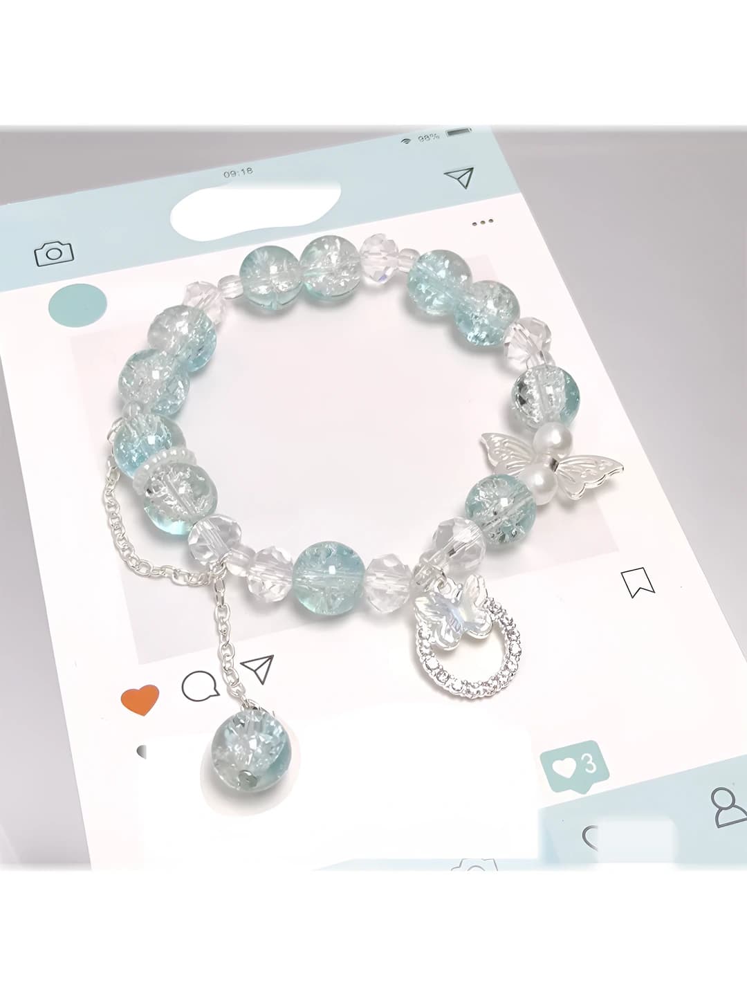 Crystal butterfly bracelet blue