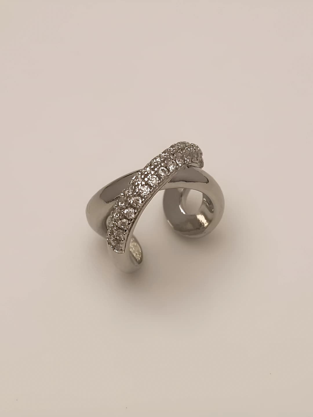 Silver crossed zircon stud earrings