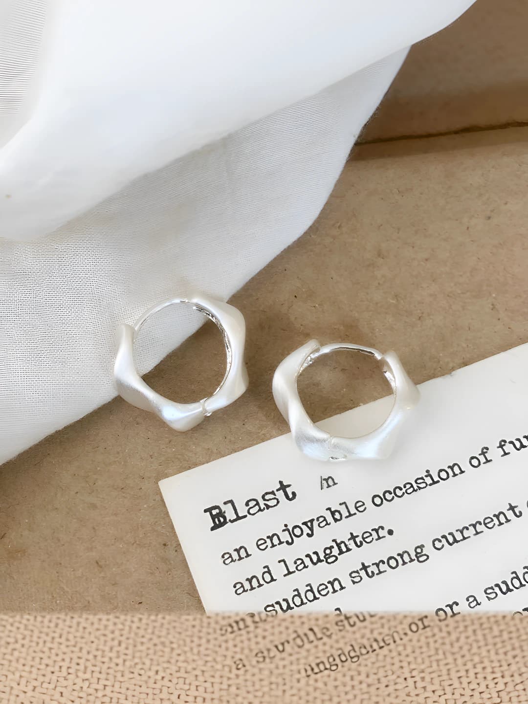 A-1852 Silver brushed hoop earrings