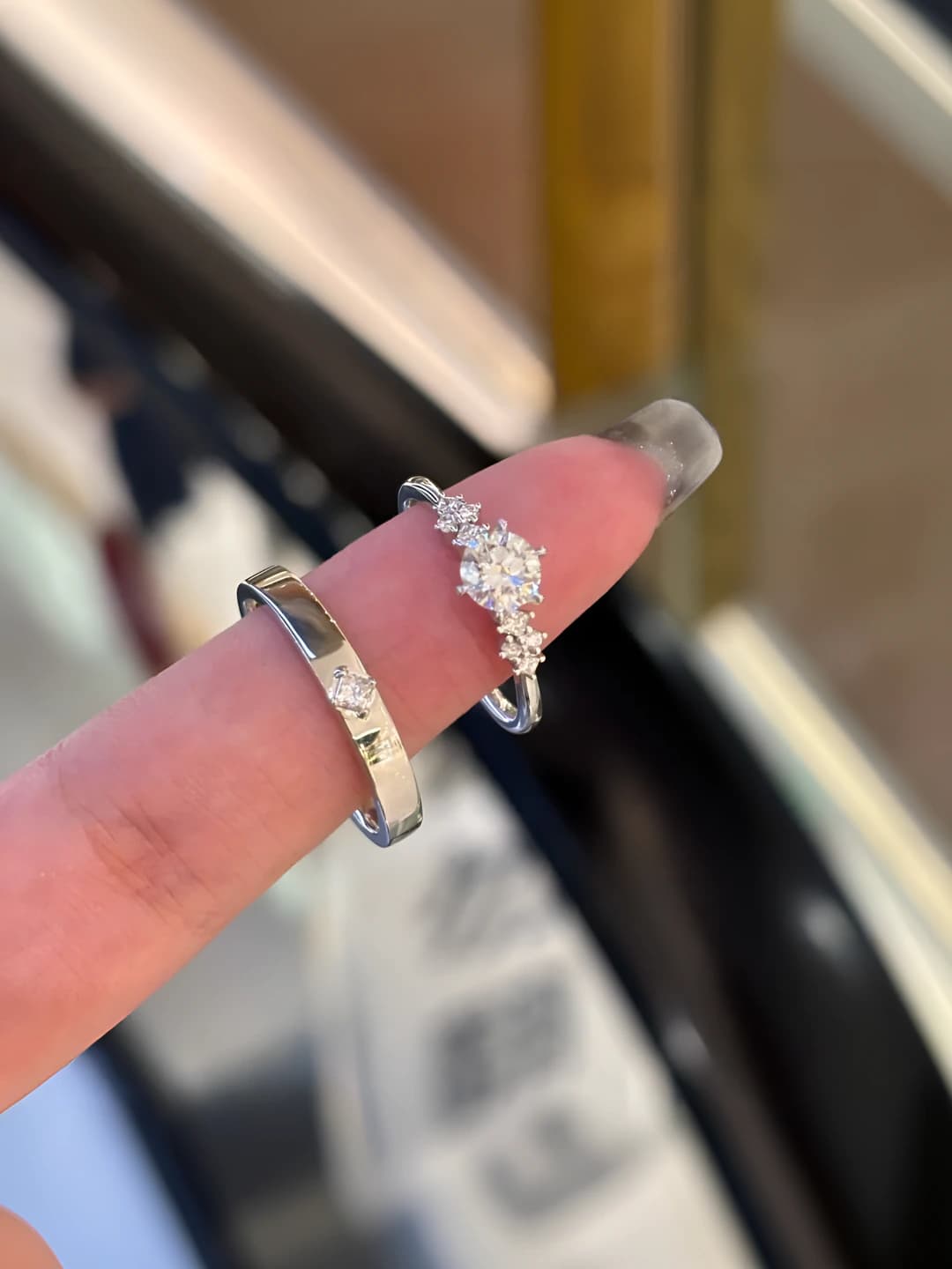 Парное кольцо для женщин, с моissanite, открытое, геометрическая форма, элемент дизайна: кольцо, стиль: легкая роскошь
