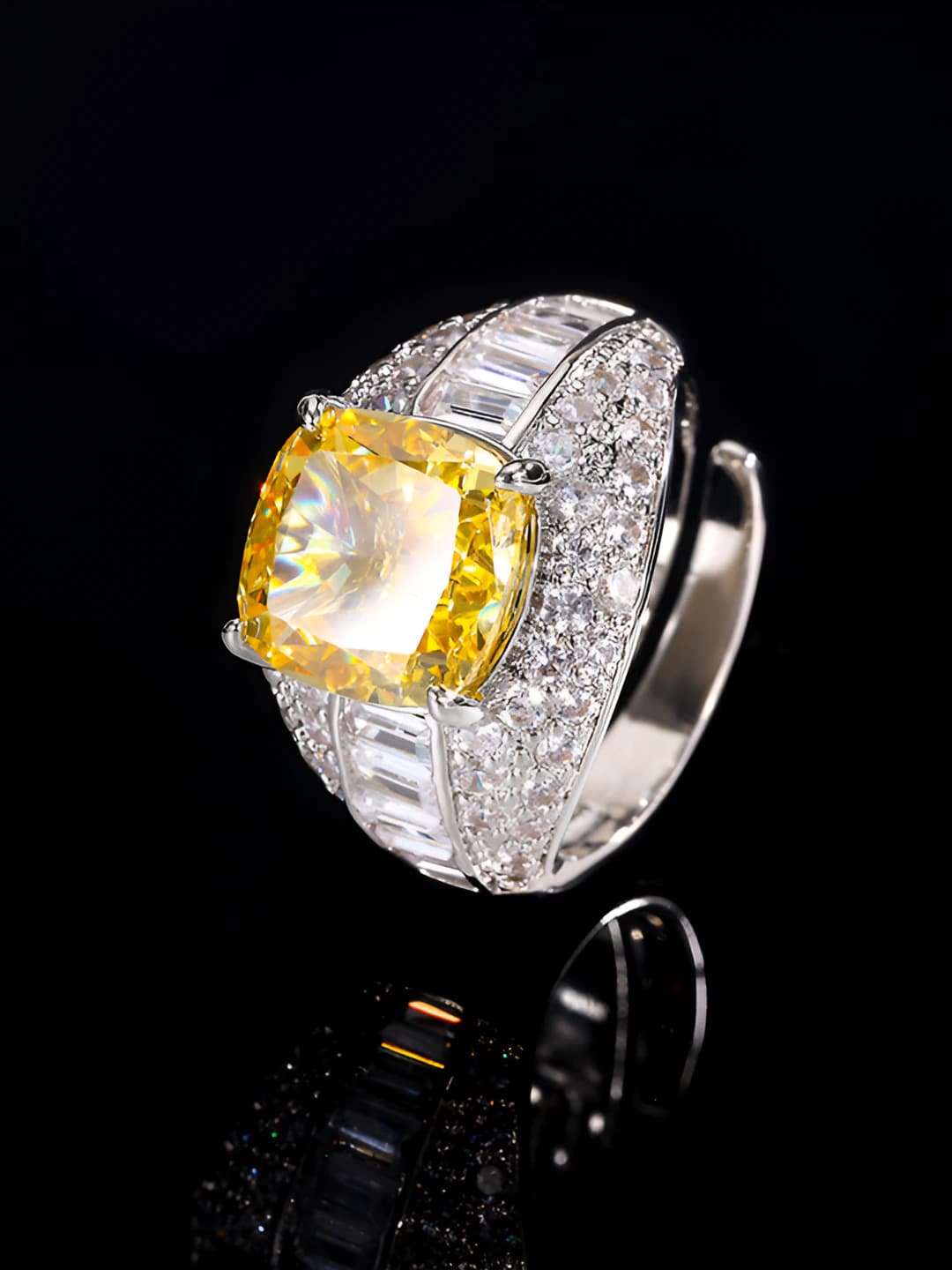 Ice cut yellow diamond ring