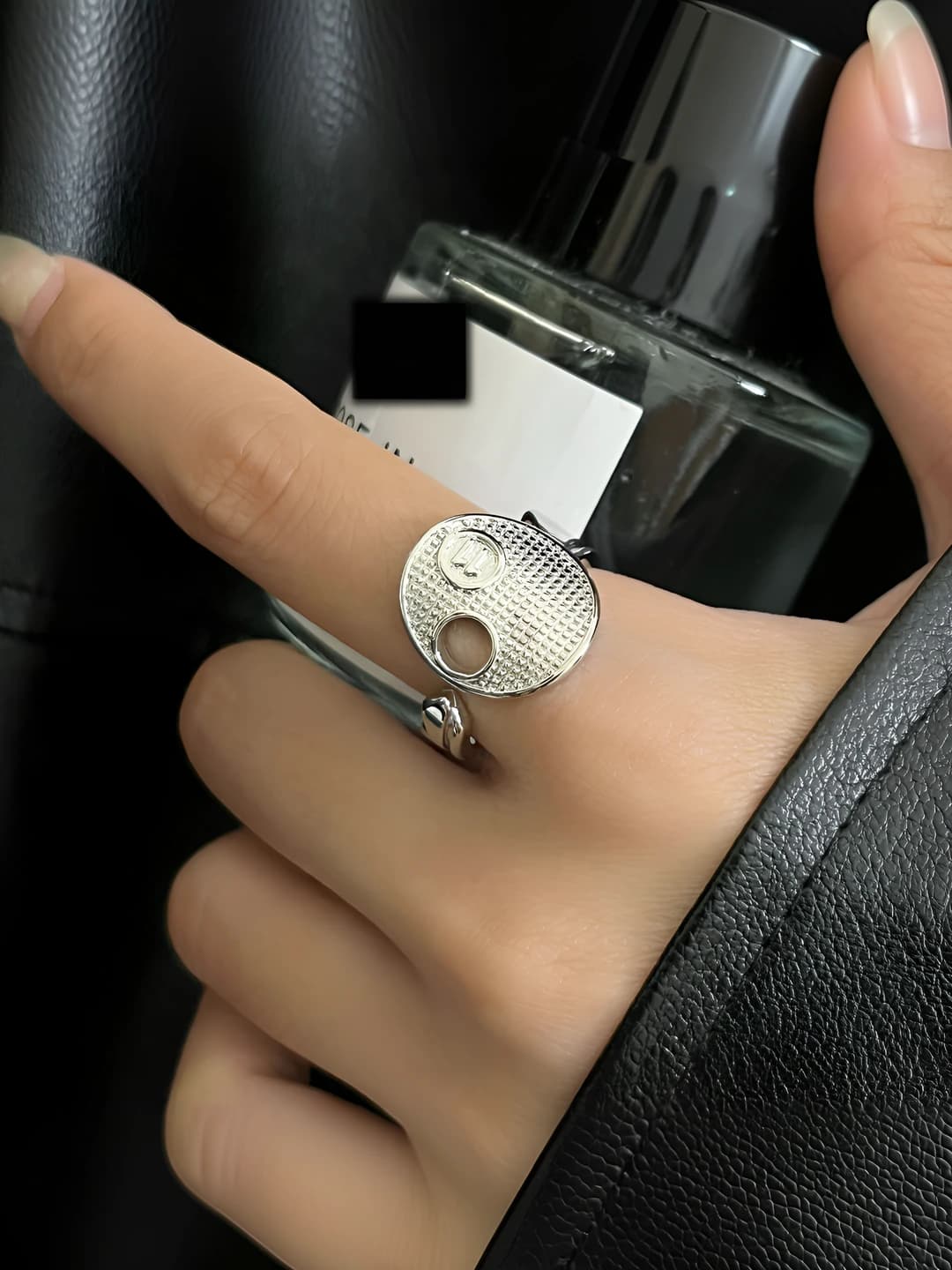 Women's pure silver ring, open and adjustable, geometric shape, ins style, hand jewelry