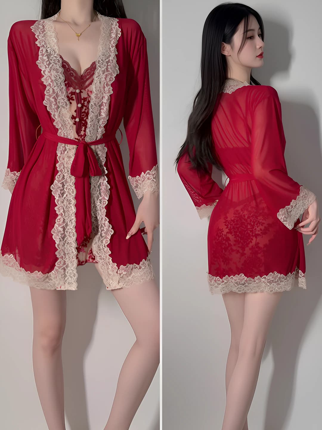 6285 Lipstick Red (Outer Coat + Belt)