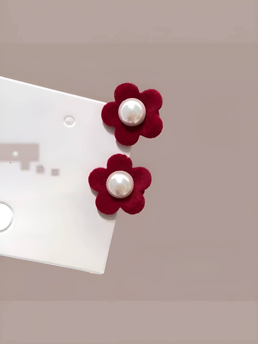 Wine red five-petal flower pair