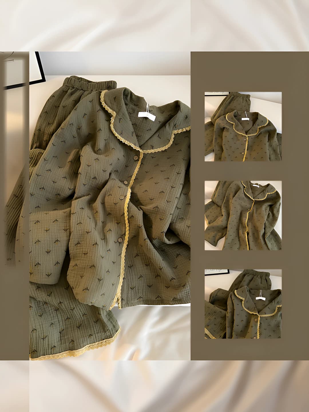 Women's home set: plus size, long sleeve, trousers, lapel collar, polyester, thick, autumn-winter